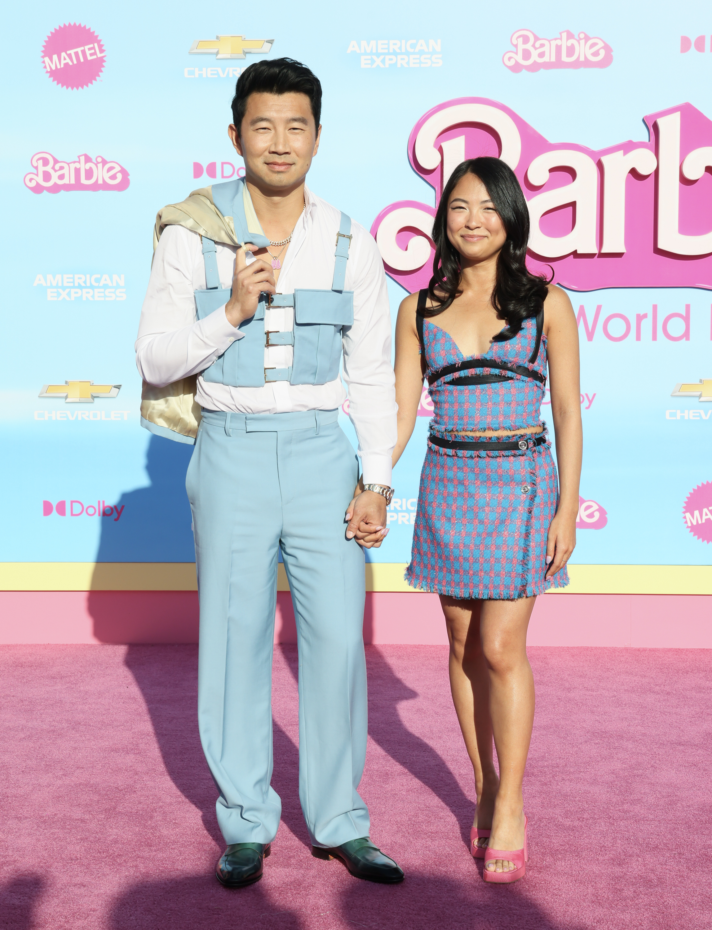 Simu Liu and Allison Hsu attend the World Premiere of "Barbie" at Shrine Auditorium and Expo Hall on July 09, 2023, in Los Angeles, California. | Source: Getty Images