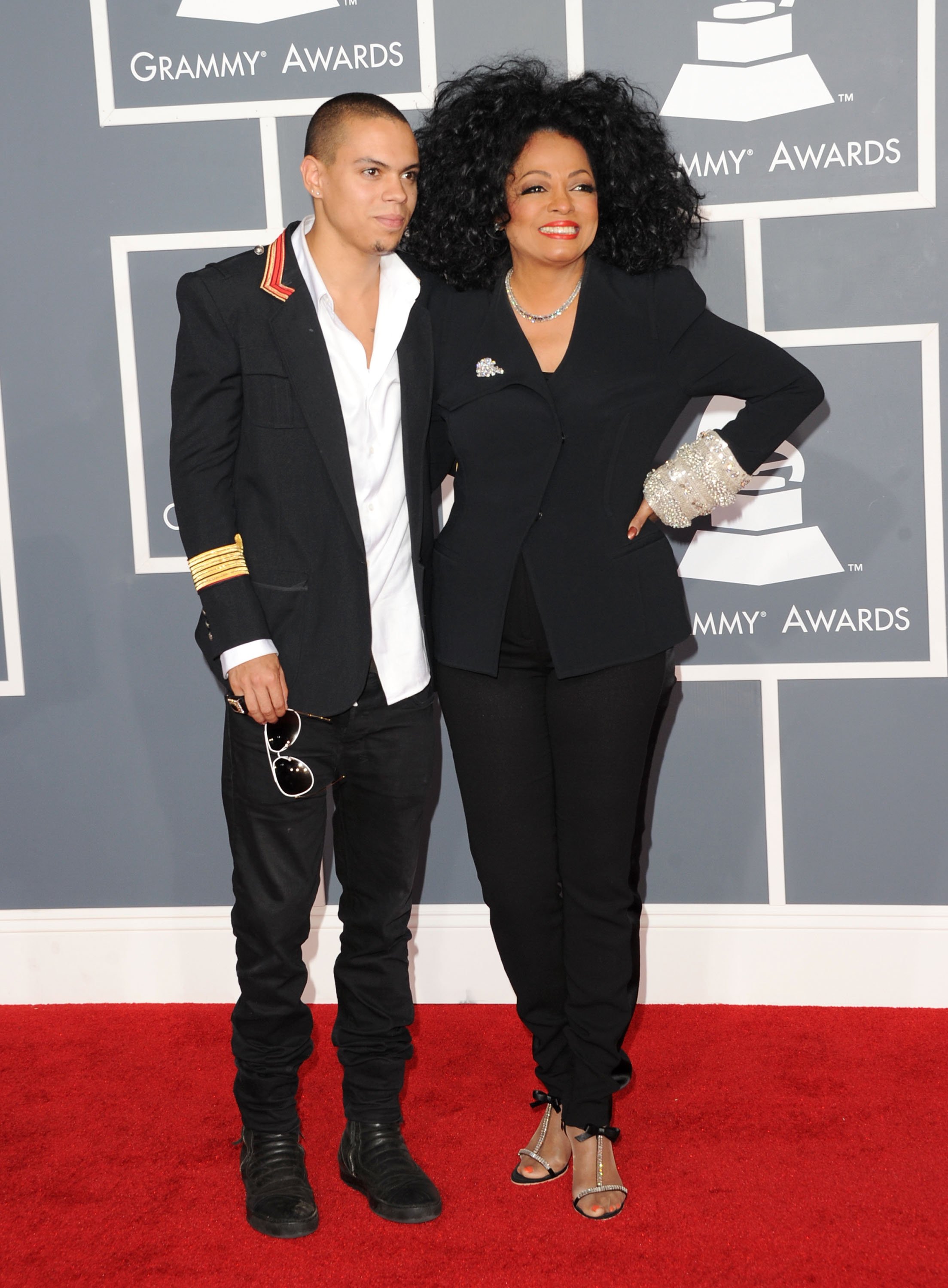 Diana Ross (R) and son Evan Ross at the 54th Annual GRAMMY Awards held at Staples Center on February 12, 2012 in Los Angeles, California. | Source: Getty 