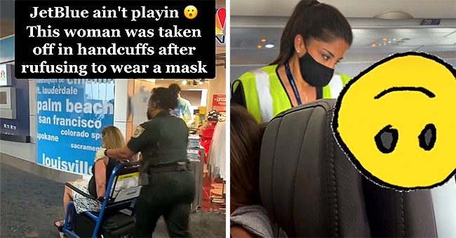 An anti-masker is handcuffed out of the plane for not following protocol. | Source: tiktok.com/brooklyndegumbia
