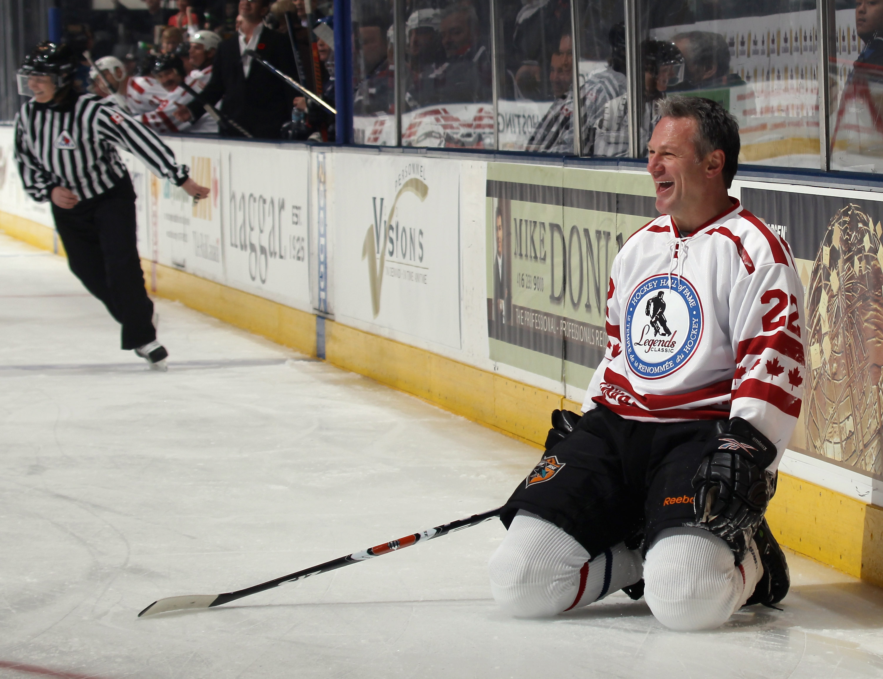 Claude Lemieux of the Canada Legends enjoys a goal against of the USA Legends at the Legends Classic Hockey Game at the Air Canada Centre on November 7, 2010 | Source: Getty Images
