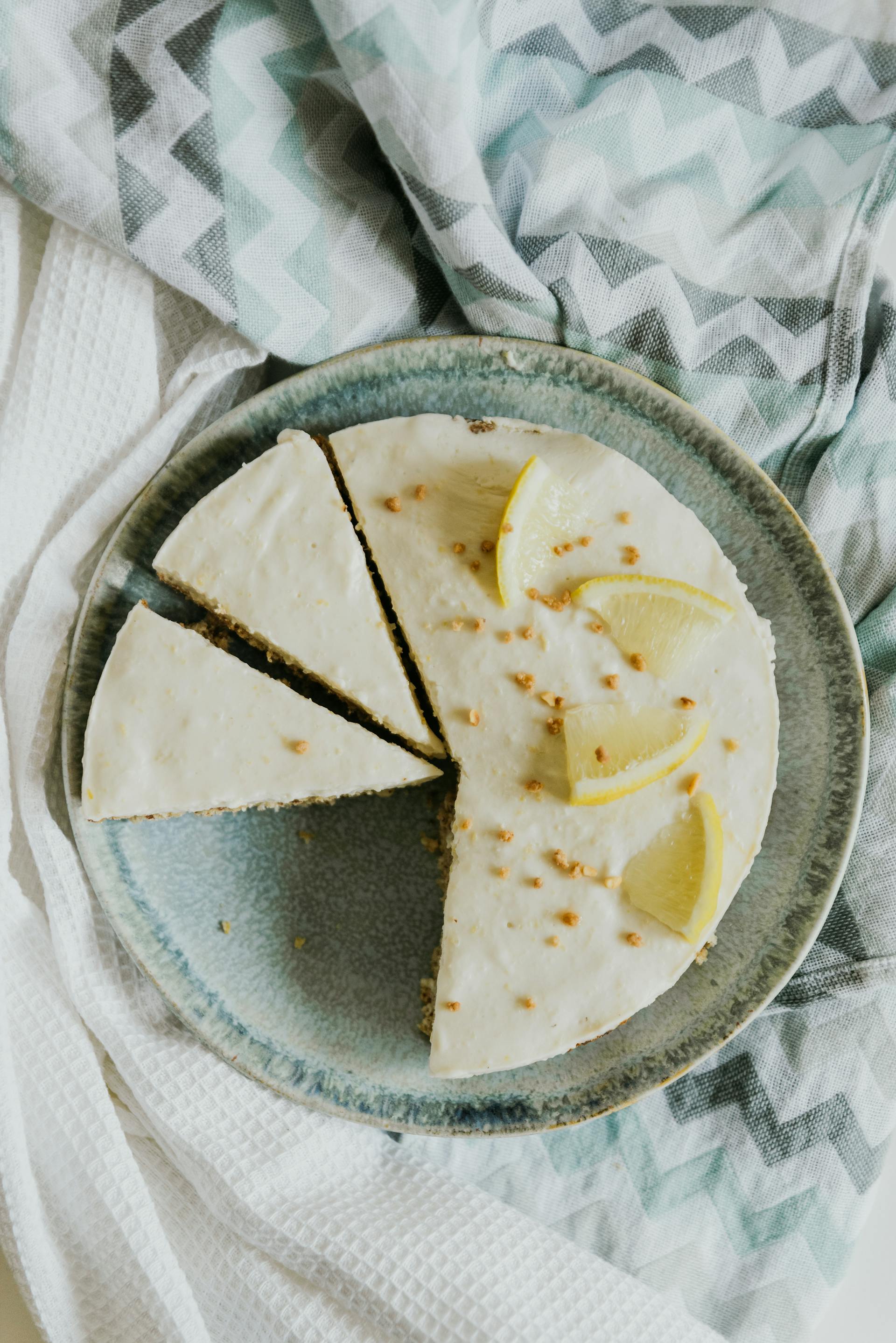 Lemon cheesecake on a plate | Source: Pexels