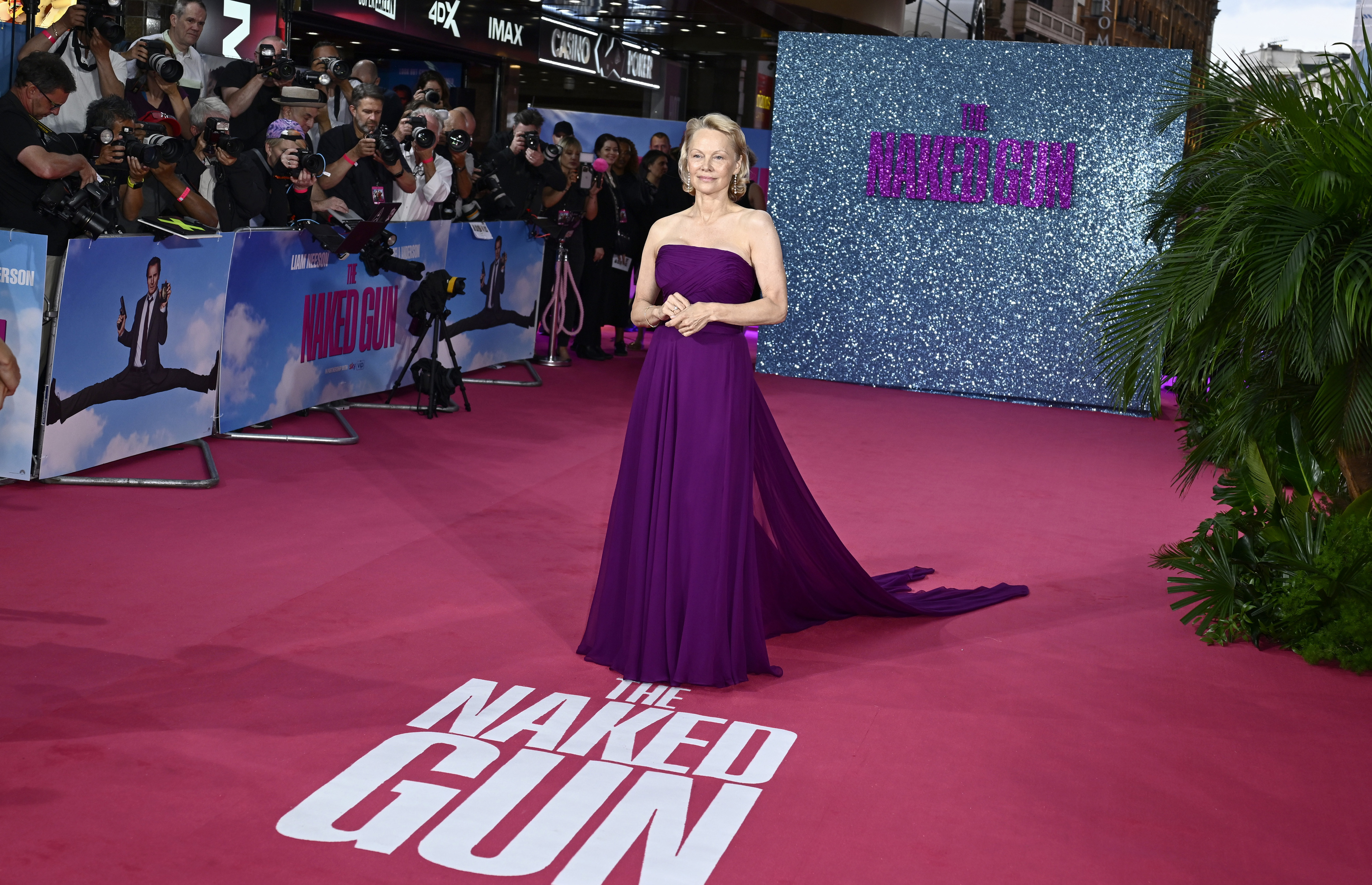 Pamela Anderson attends "The Naked Gun" UK Premiere at Cineworld Leicester Square on July 22, 2025 in London, England. | Source: Getty Images