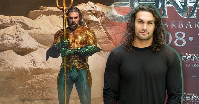 Actor Jason Momoa wearing the "Aquaman" green and gold costume, the next photo shows him attending "Conan The Barbarian" photocall at the Villamagna Hotel on July 18, 2011 in Madrid, Spain | Photo: Getty Images and Instagram/@prideofgypsies