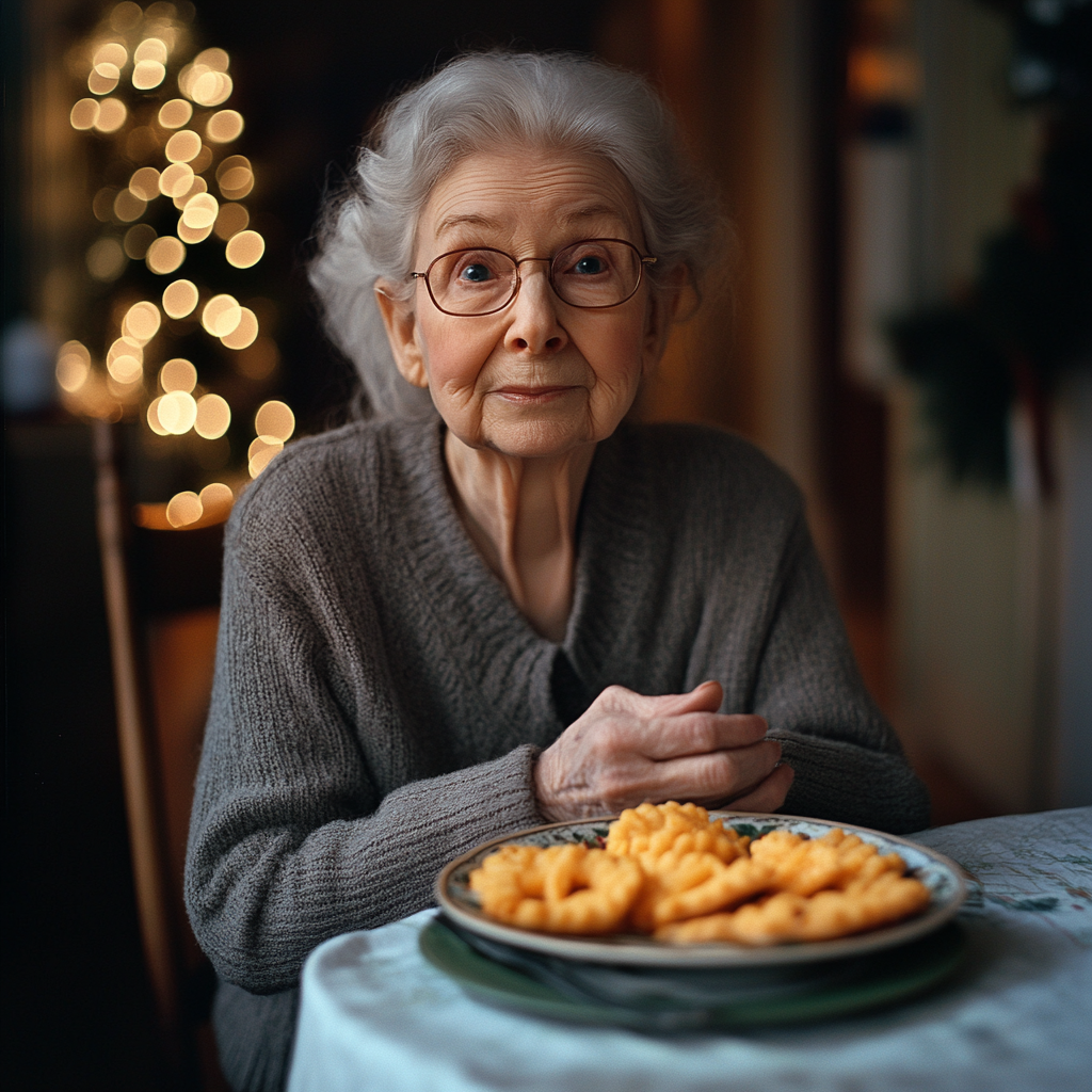 An older woman at the dinner table | Source: Midjourney