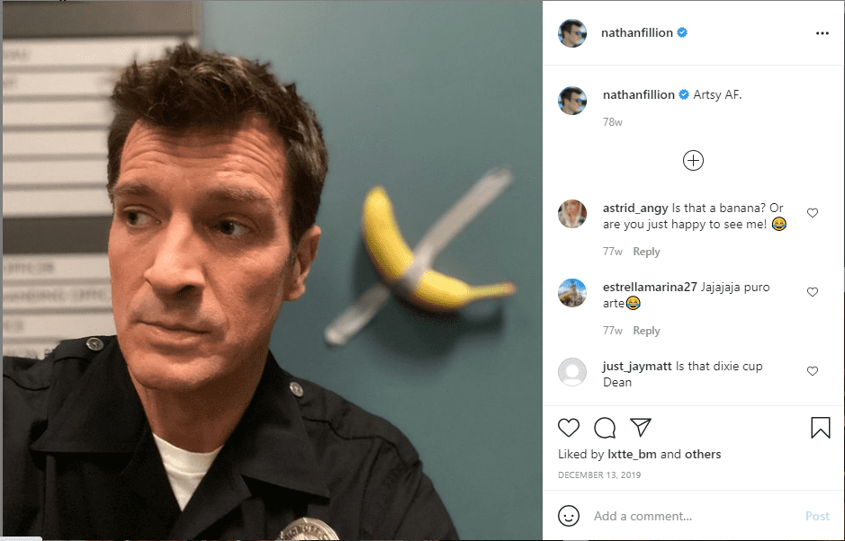 A picture of Nathan Fillion on Instagram | Photo: Instagram/nathanfillion