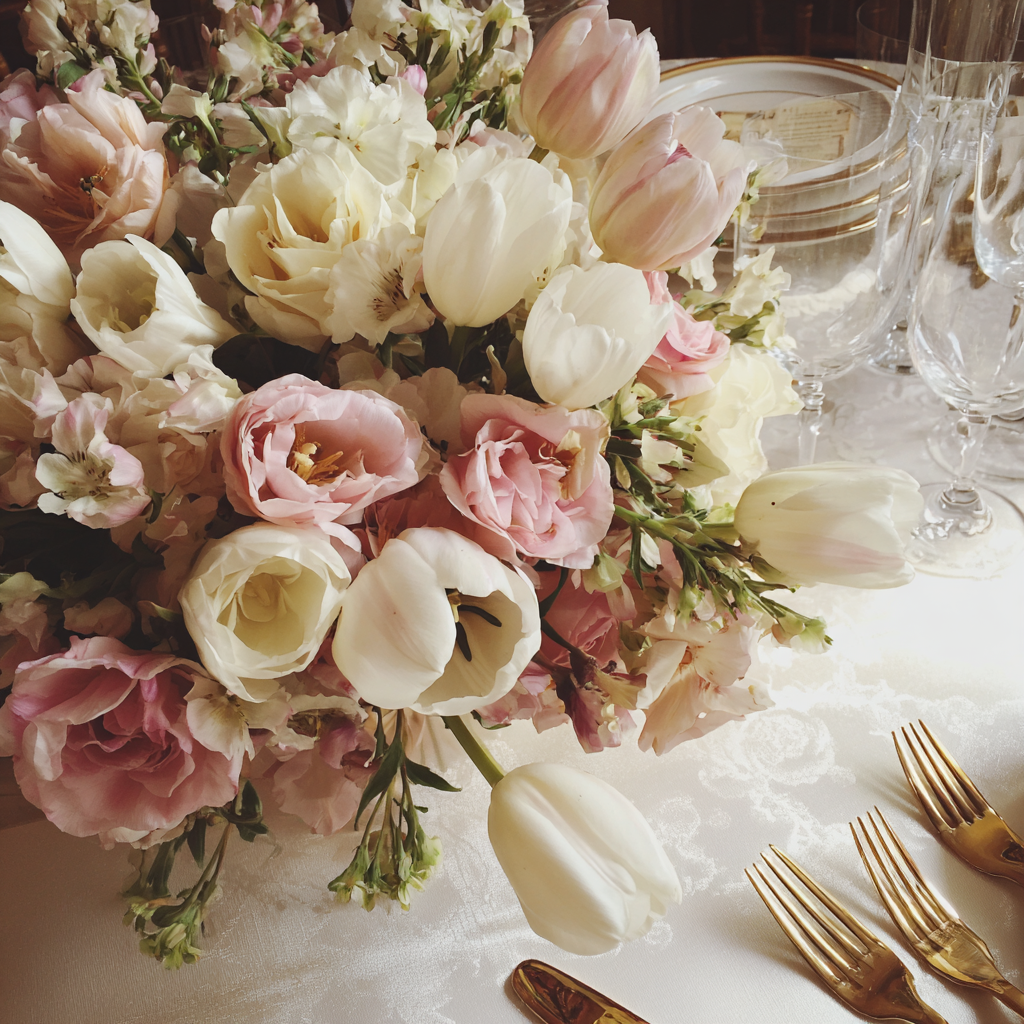 A bouquet of flowers on a table | Source: Midjourney