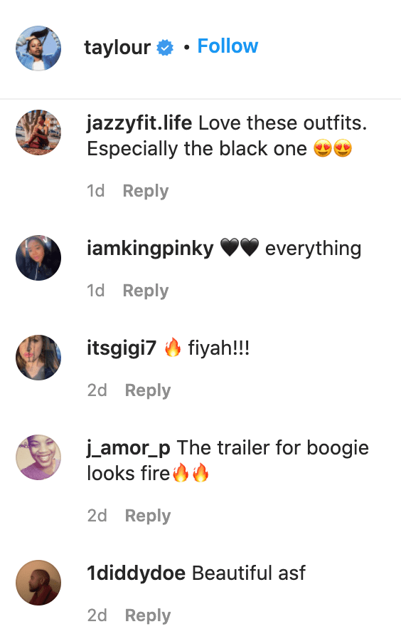 Fans' comments on Taylour Paige's photos. | Source: Instagram/taylour