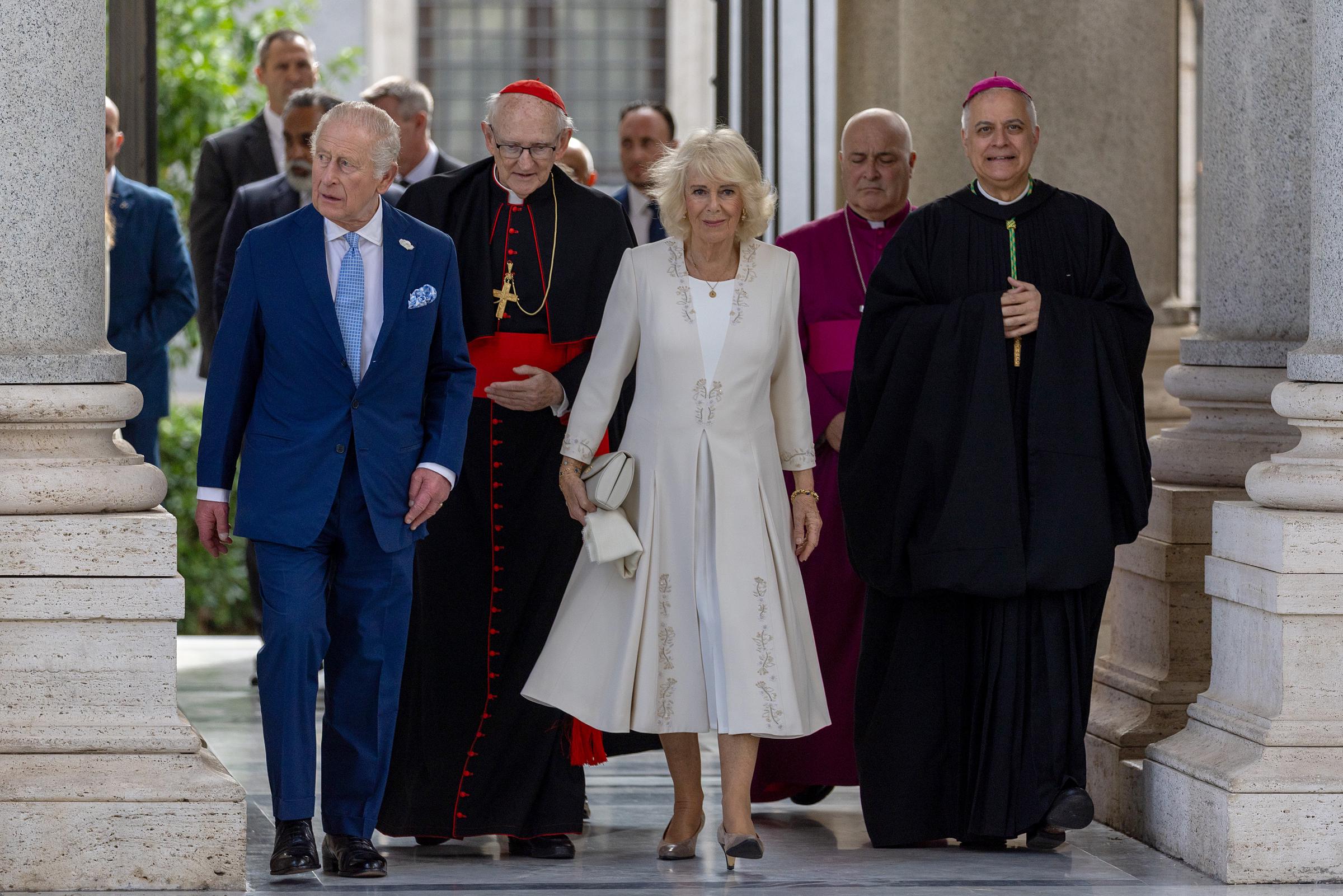 King Charles III and Queen Camilla arrive at St. Paul Basilica for an ecumenical Service of Prayer on October 23, 2025 | Source: Getty Images