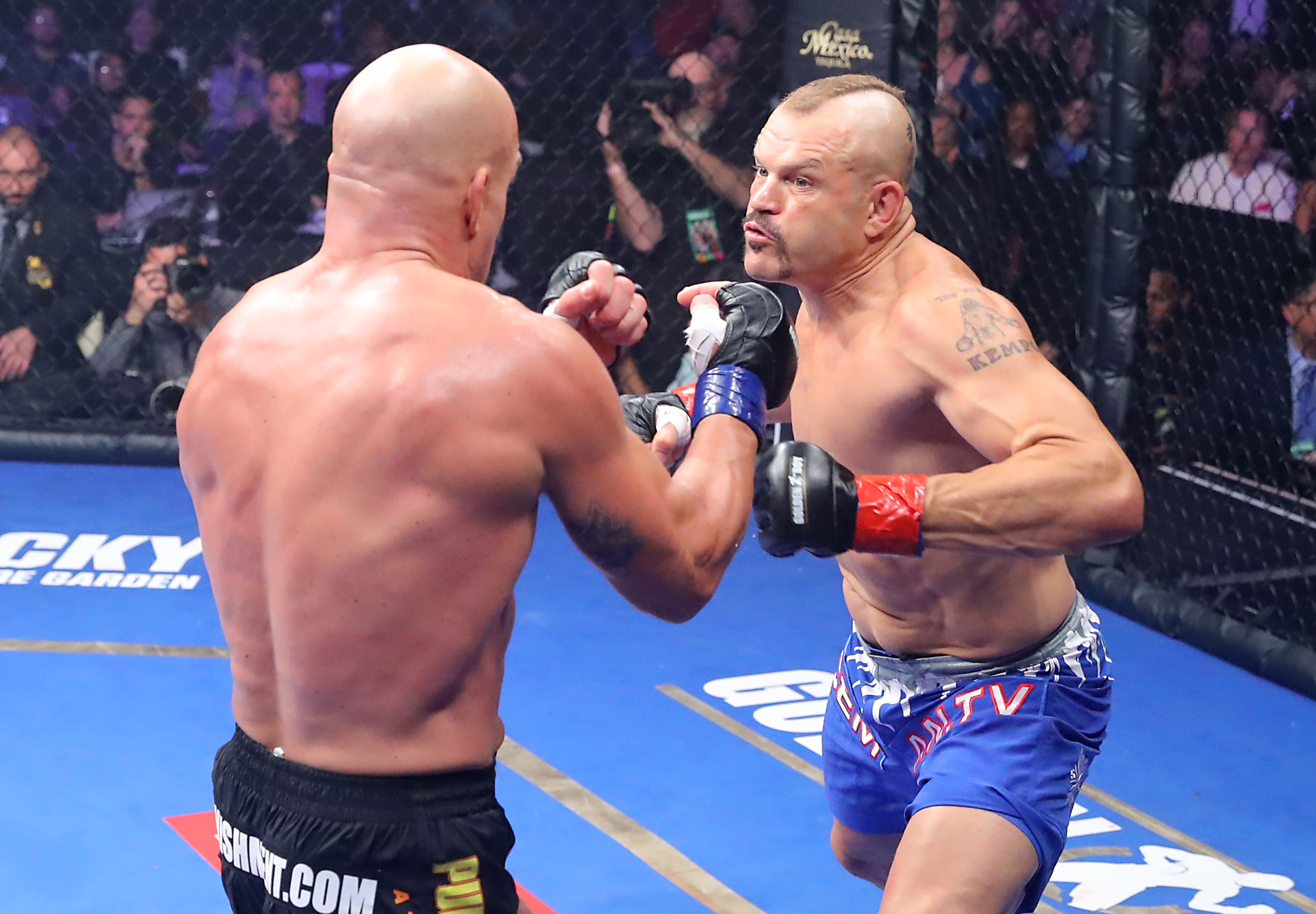 Chuck Liddell throws a punch against Tito Ortiz during Chuck Liddell v Tito Ortiz 3 at The Forum on November 24, 2018, in Inglewood, California. | Source: Getty Images