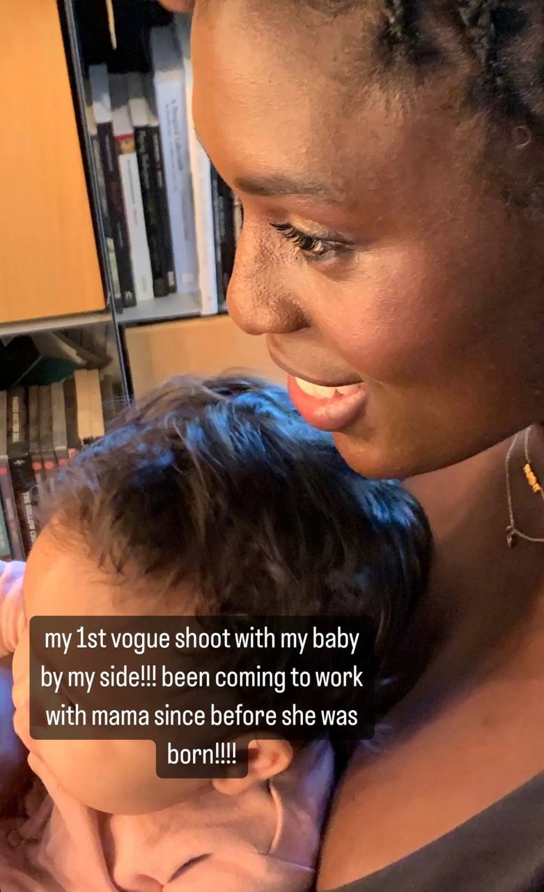 Jodie Turner-Smith holds Juno Jackson during her first Vogue shoot | Source: Instagram/jodiesmith