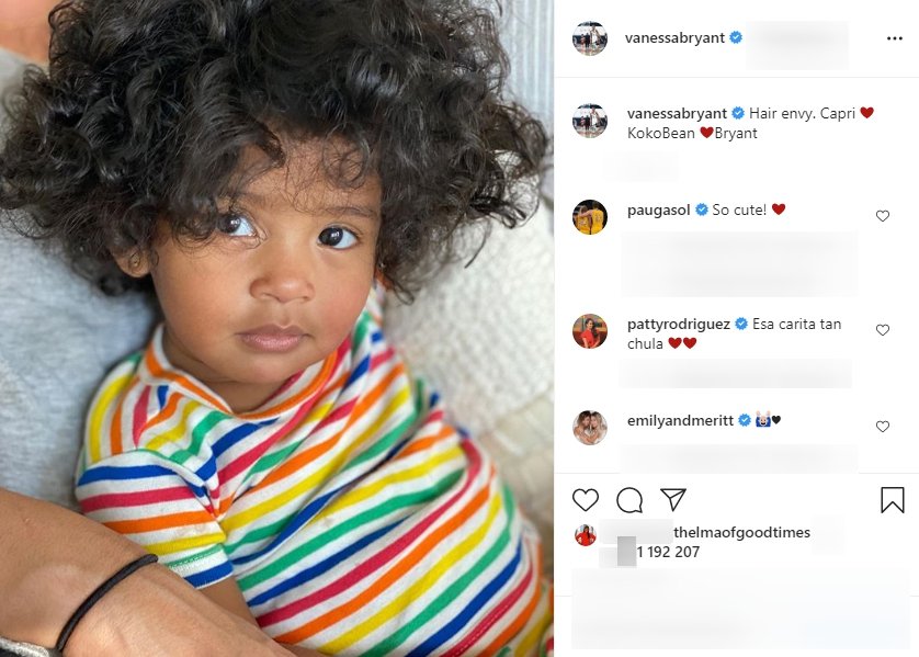 A photo of Capri Bryant staring and showing off her curly hair. | Photo: Instagram/Vanessabryant