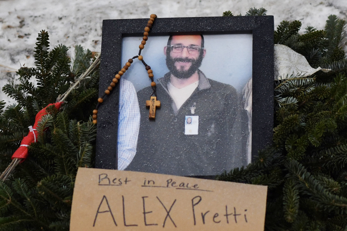 A memorial site with a photo of Alex Pretti, who was shot by a federal agent, in Minneapolis, Minnesota on January 25, 2026. | Source: Getty Images