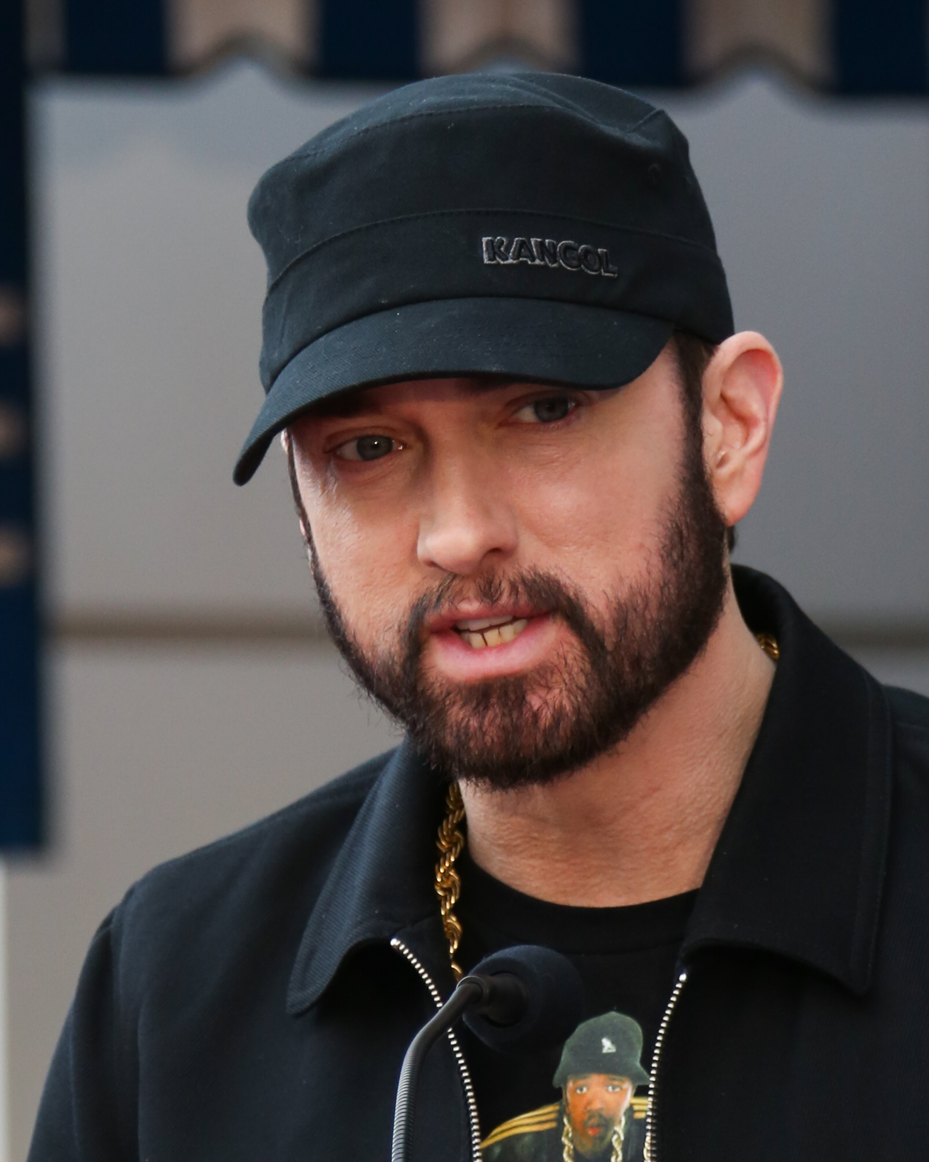 Eminem attends a ceremony honoring Curtis "50 Cent" Jackson with a star on the Hollywood Walk of Fame on January 30, 2020 in Hollywood, California. | Source: Getty Images