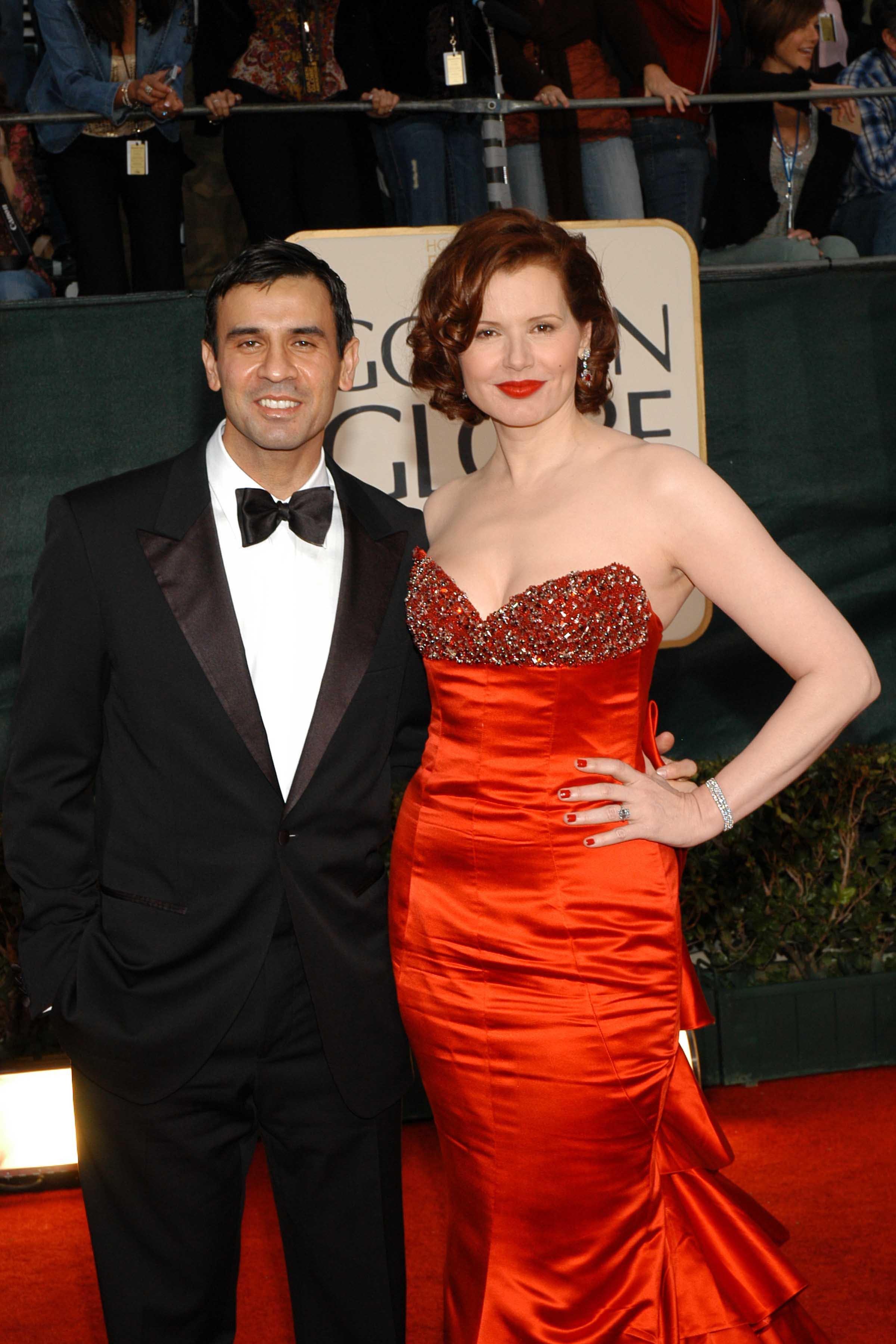 Dr. Reza Jarrahy and Geena Davis during The 63rd Annual Golden Globe Awards - Red Carpet arrivals at The Beverly Hilton on January 16, 2006 in Beverly Hills, California. / Source: Getty Images