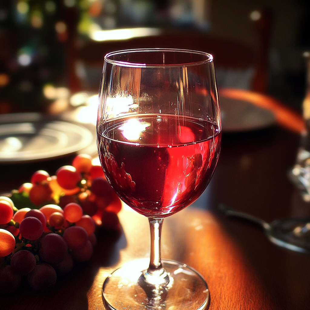 A glass of juice on a table | Source: Midjourney