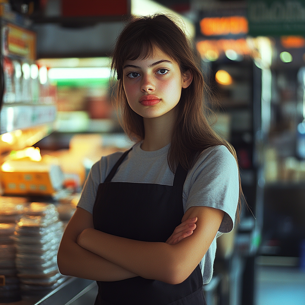 A smug cashier | Source: Midjourney