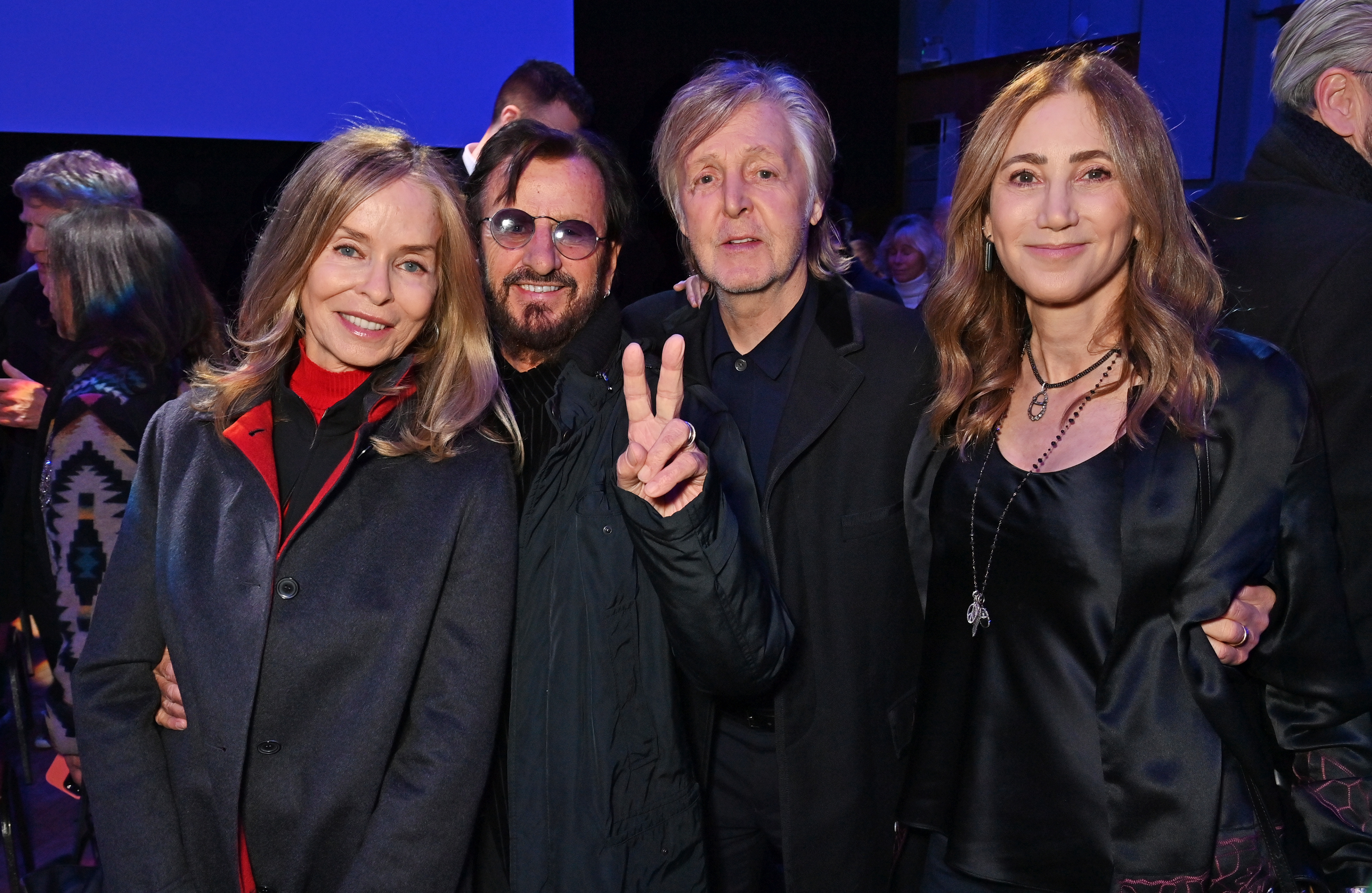 (L to R) Barbara Bach, Sir Ringo Starr, Sir Paul McCartney and Nancy Shevell attend the Disney Original Documentary's "If These Walls Could Sing" London Premiere at Abbey Road Studios, on December 12, 2022, in London, England. | Source: Getty Images