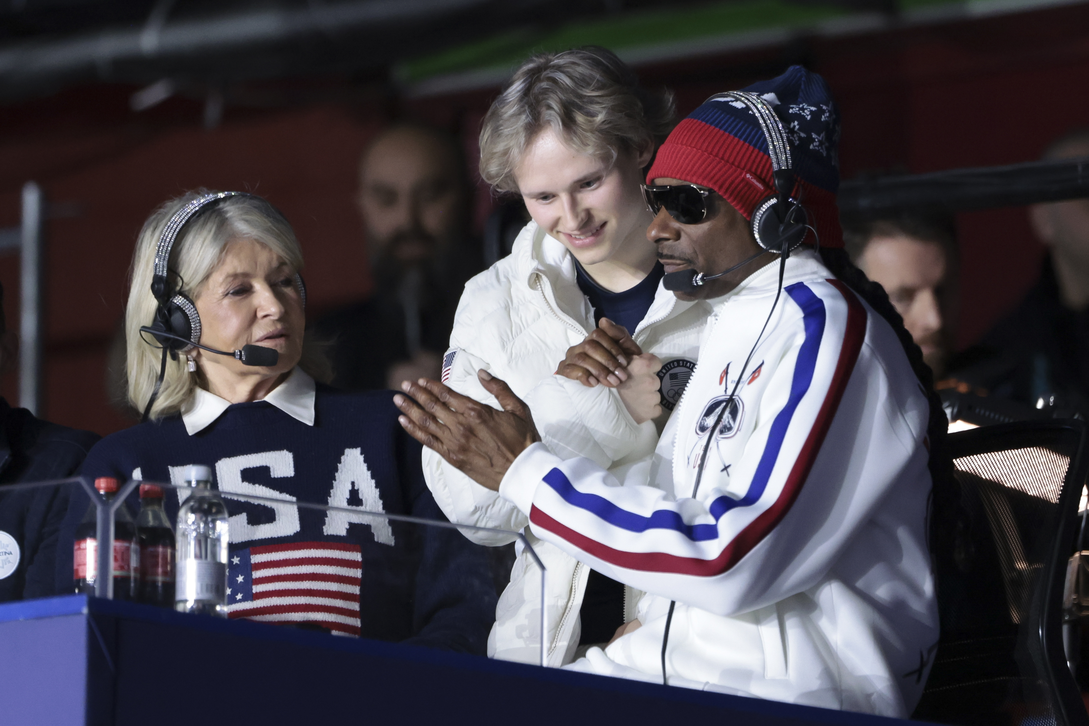 Martha Stewart, Ilia Malinin and Snoop Dogg comment for NBC during the Figure Skating Women Single Skating Short Program at the Milano Ice Skating Arena on February 17, 2026, in Milan, Italy | Source: Getty Images