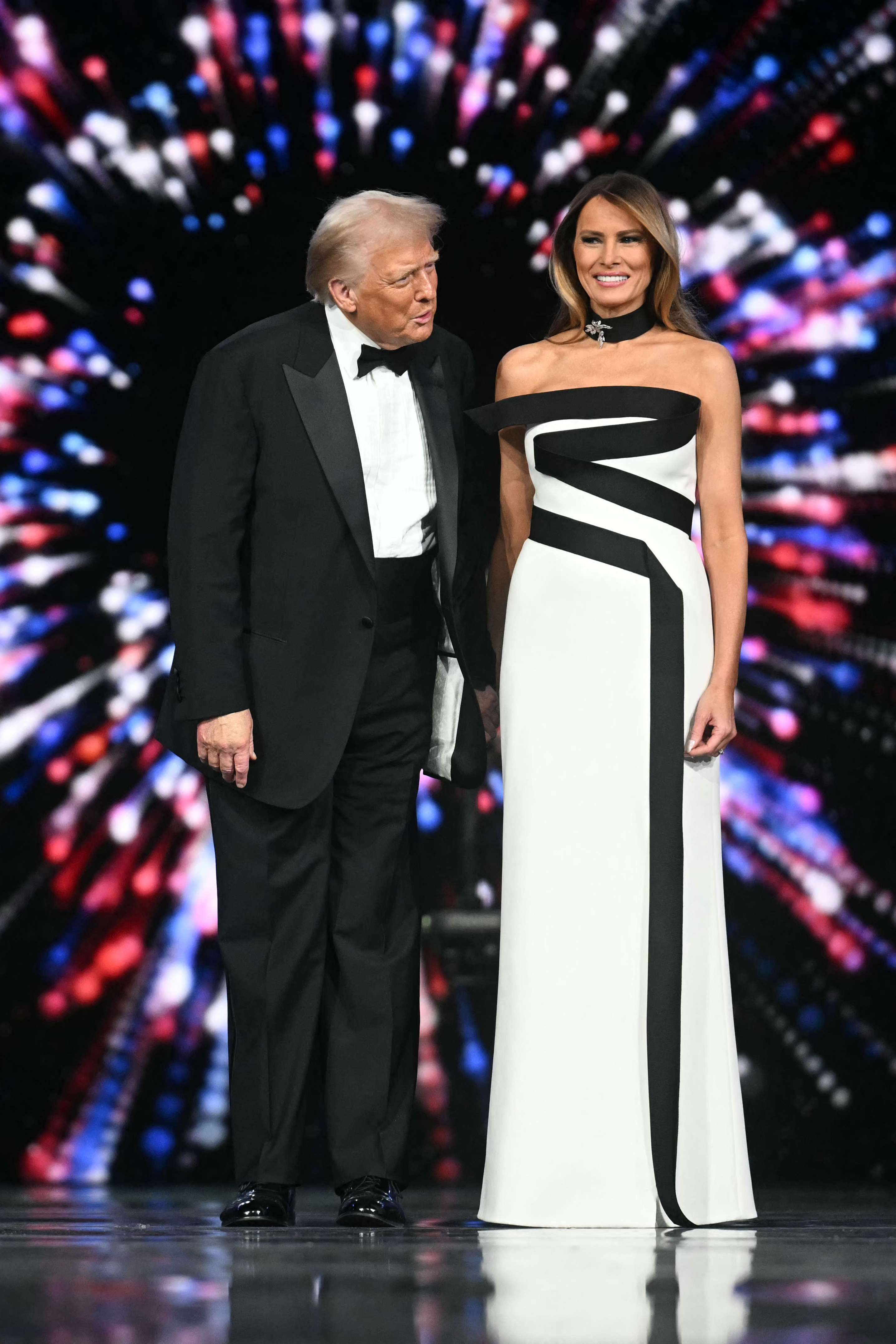 US President Donald Trump and First Lady Melania Trump arrive for the Liberty inaugural ball in Washington, D.C., on January 20, 2025 | Source: Getty Images