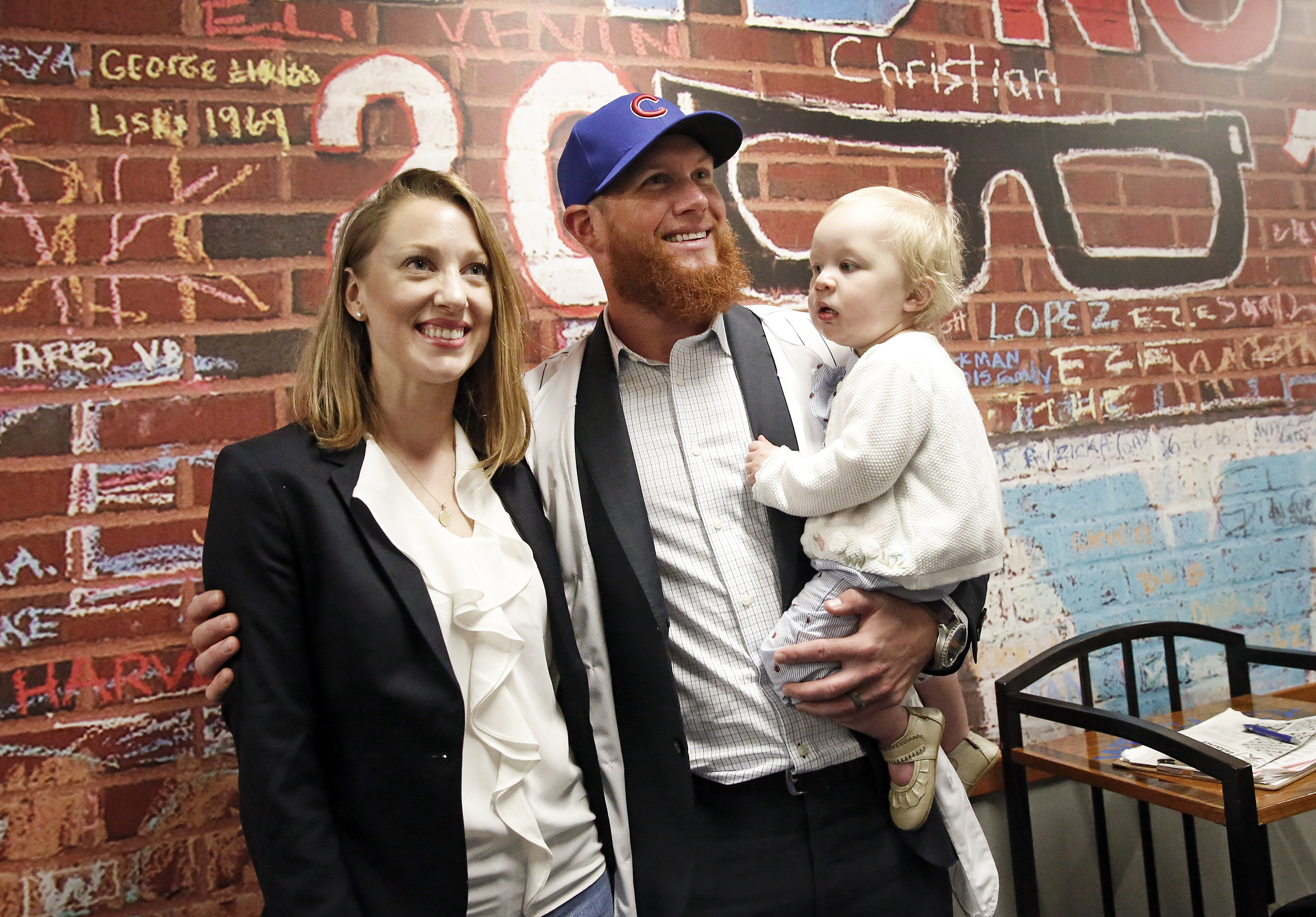Ashley Holt Kimbrel with her husband Craig Kimbrel and their daughter Lydia Joy Kimbrel at Wrigley Field on June 7, 2019, in Chicago, Illinois. | Source: Getty Images
