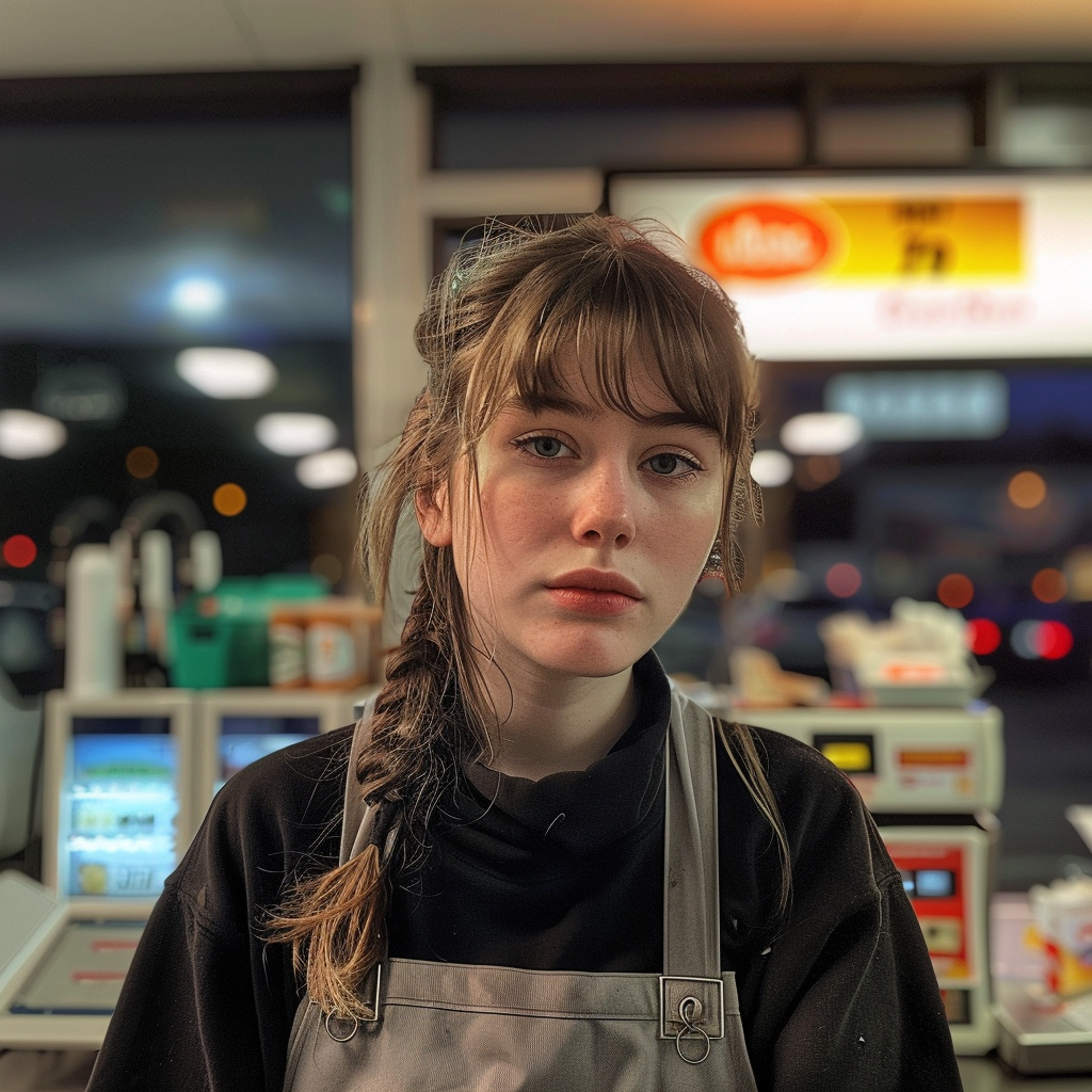 A cashier at a gas station | Source: Midjourney