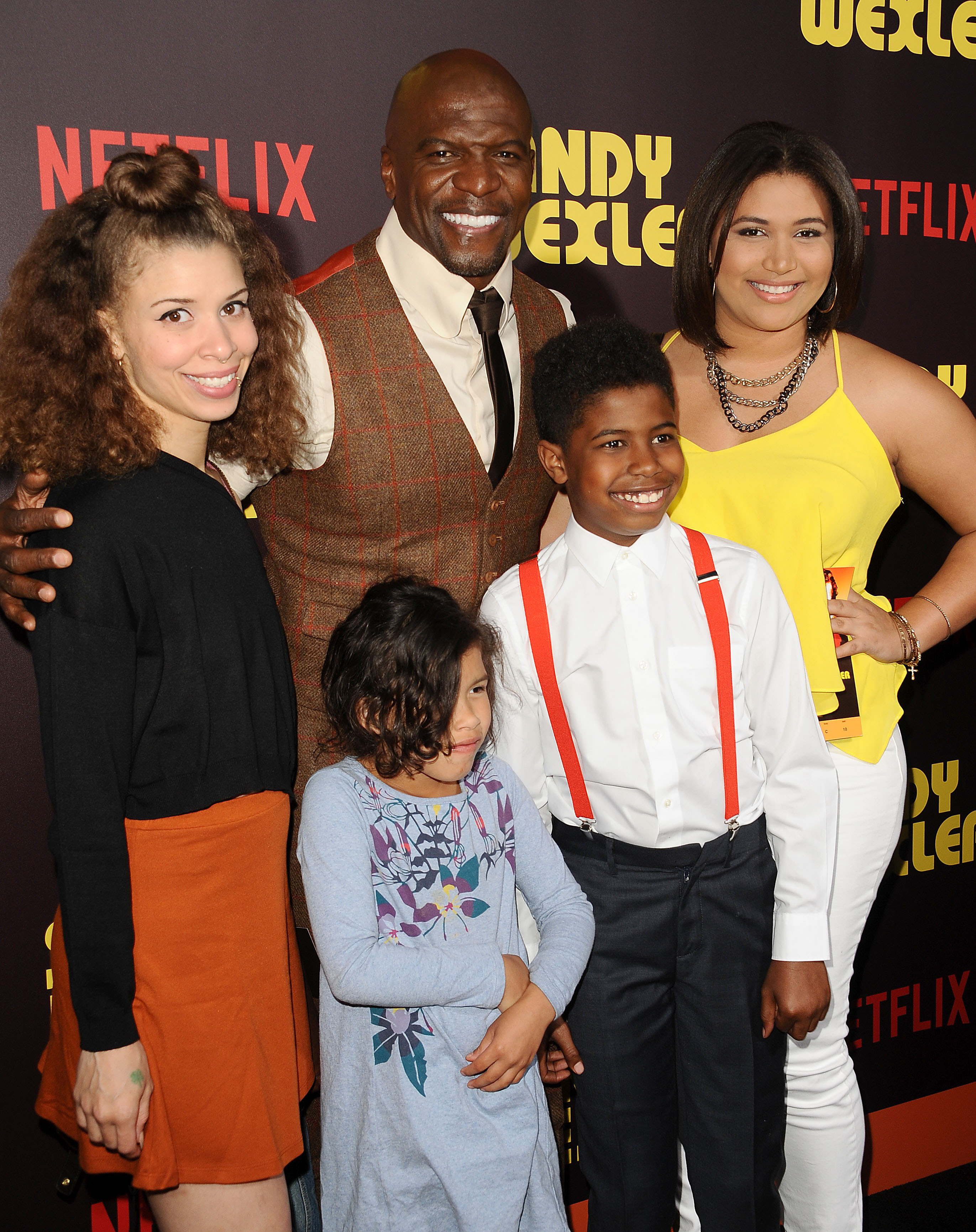 Terry Crews with his children Naomi, Isaiah, and Azriél, and his granddaughter Miley Crews, at the premiere of "Sandy Wexler" on April 6, 2017 | Source: Getty Images