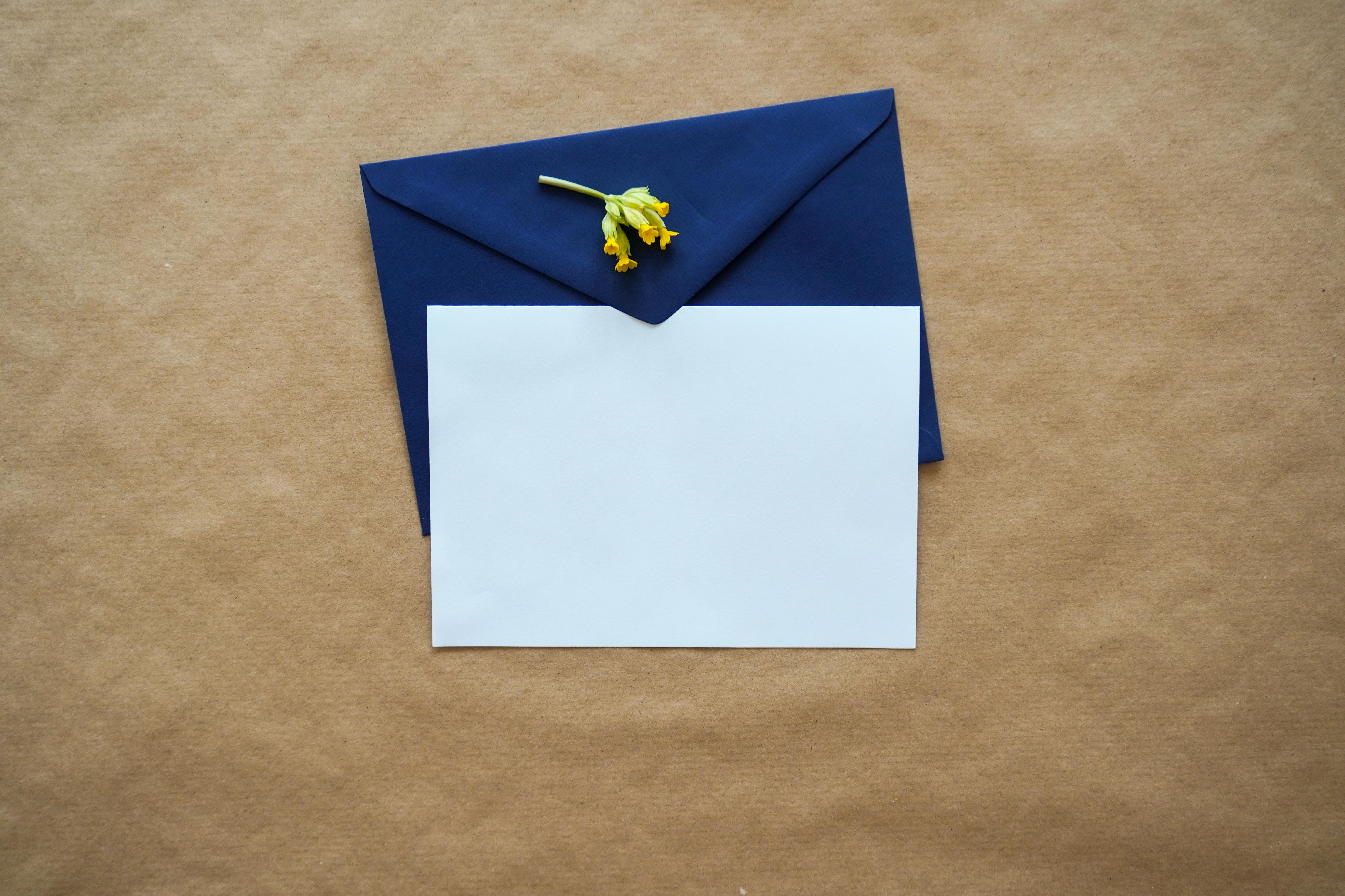 Carta afuera de un sobre azul. | Foto: Unsplash