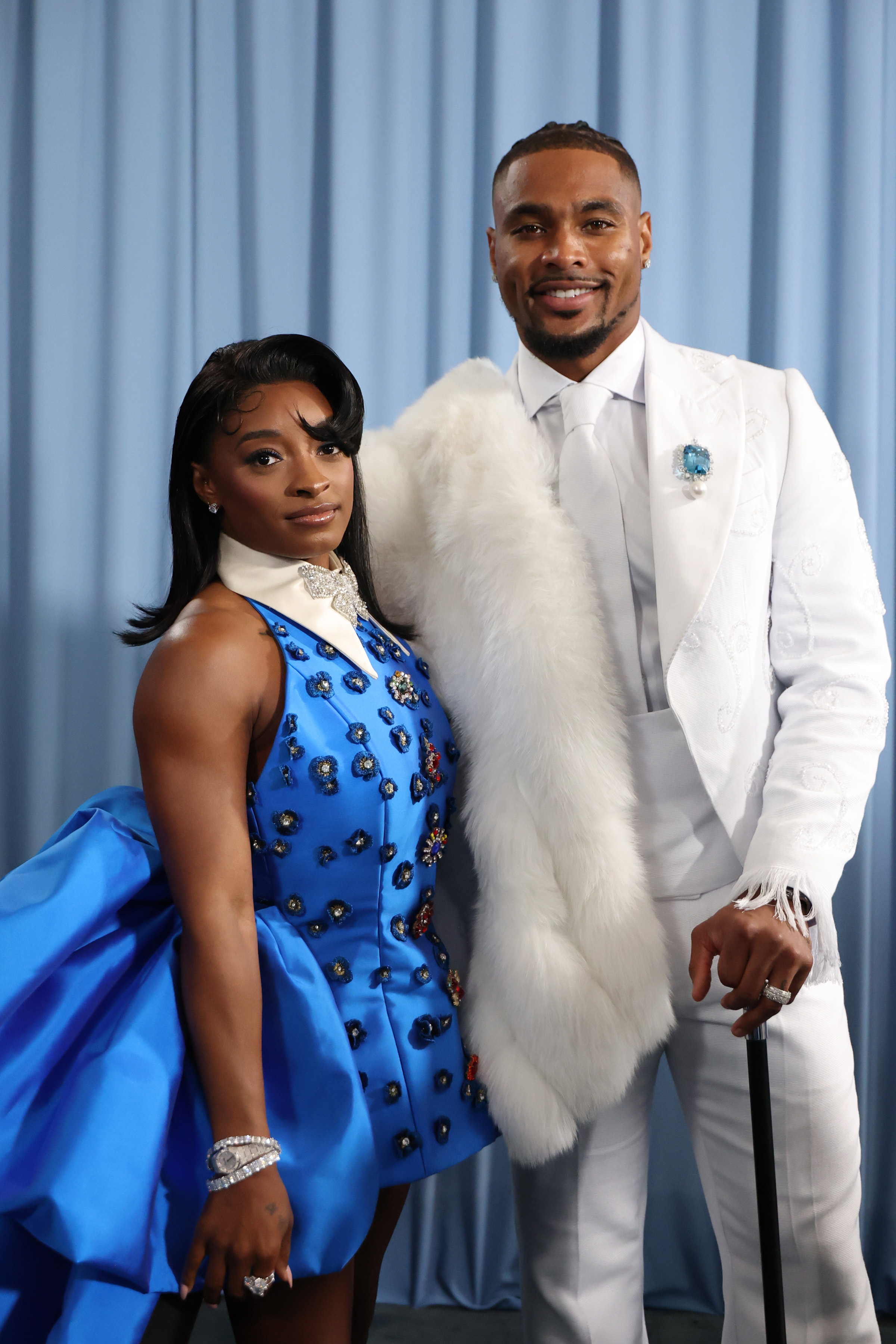 Simone Biles and Jonathan Owens attend the Met Gala Celebrating "Superfine: Tailoring Black Style" on May 5, 2025, in New York City. | Source: Getty Images