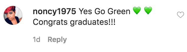 A fan commented on Cookie Johnson’s photo from when she graduated at Michigan University | Source: Instagram.com/thecookiej