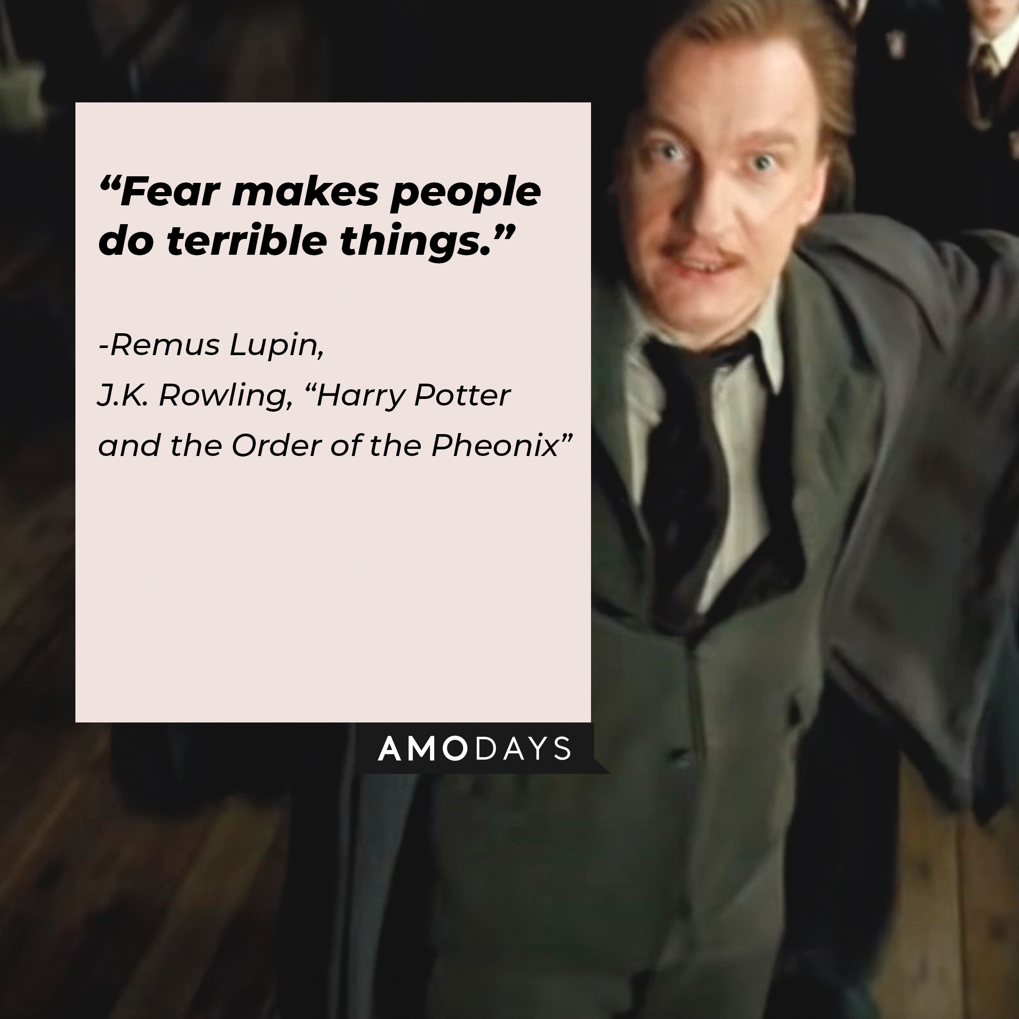 A picture of Remus Lupin with his quote: “Fear makes people do terrible things.” | Source: youtube.com/WarnerBrosPictures
