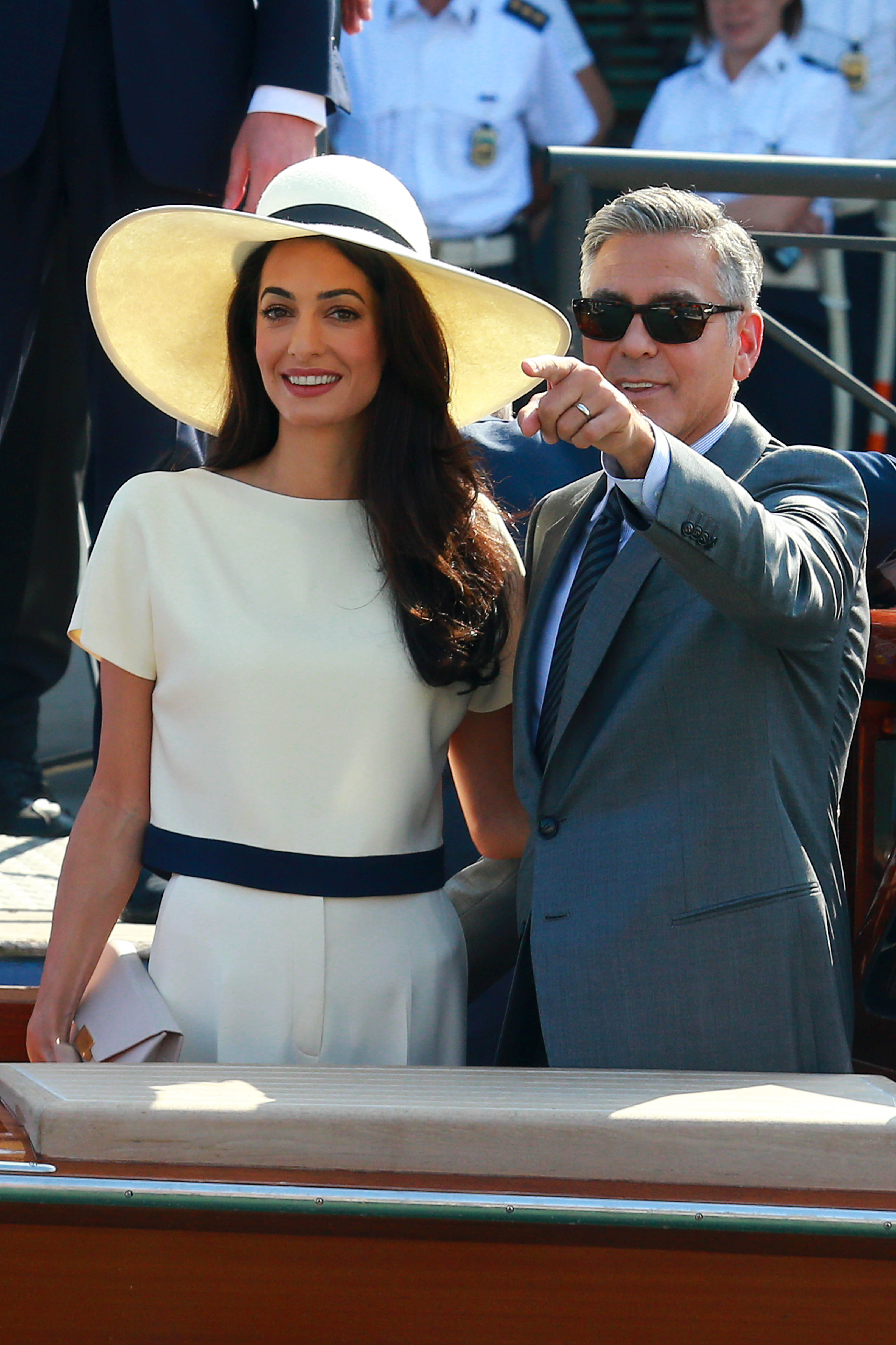 George Clooney and Amal Clooney sighting during their civil wedding at Canal Grande on September 29, 2014, in Venice, Italy. | Source: Getty Images