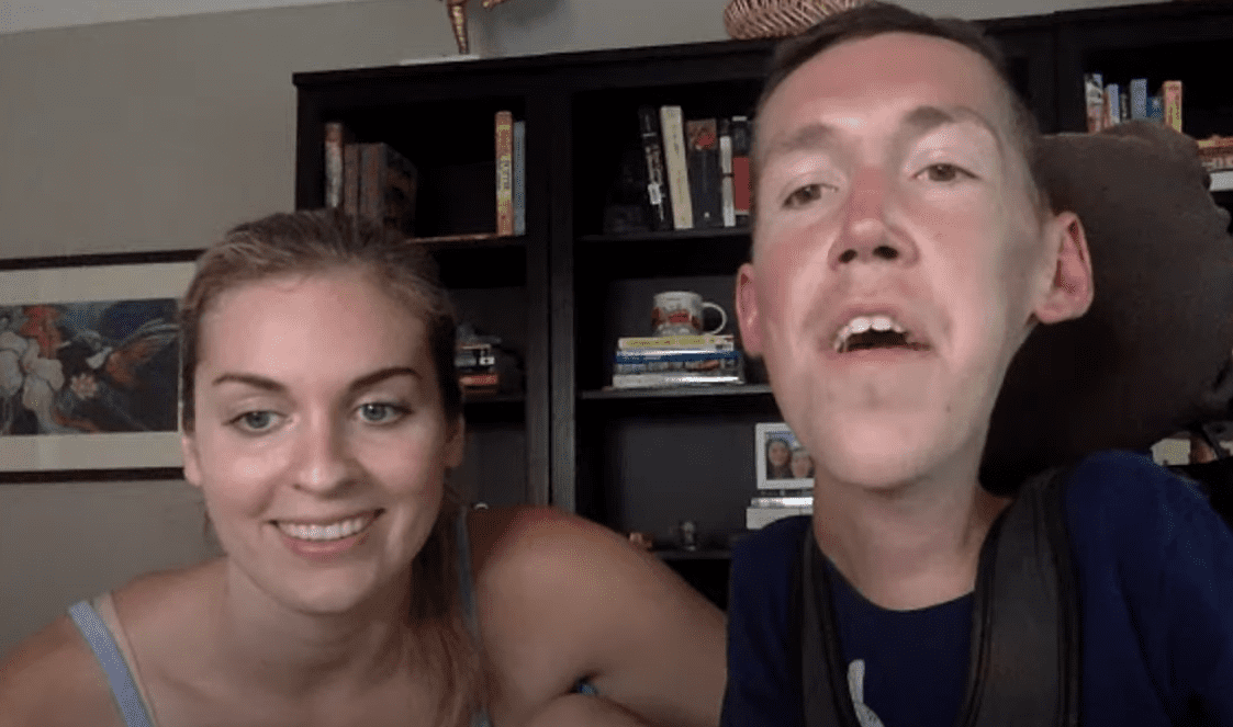 Hannah Burcaw and Shane Burcaw during a recent Q&A with their fans following their wedding in September 2020. I Image: YouTube/ Squirmy and Grubs.