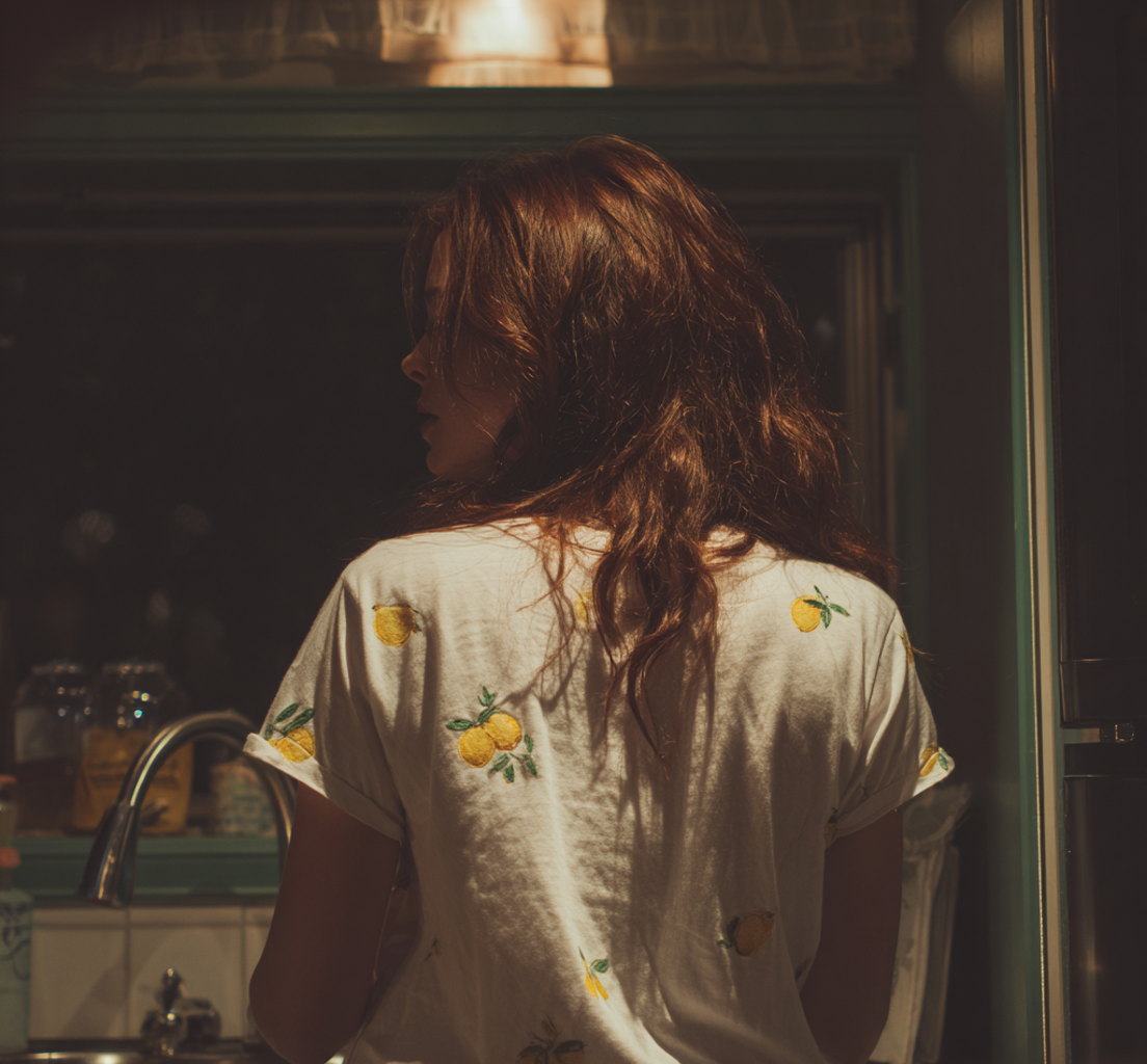 A woman leaning against a sink | Source: Midjourney