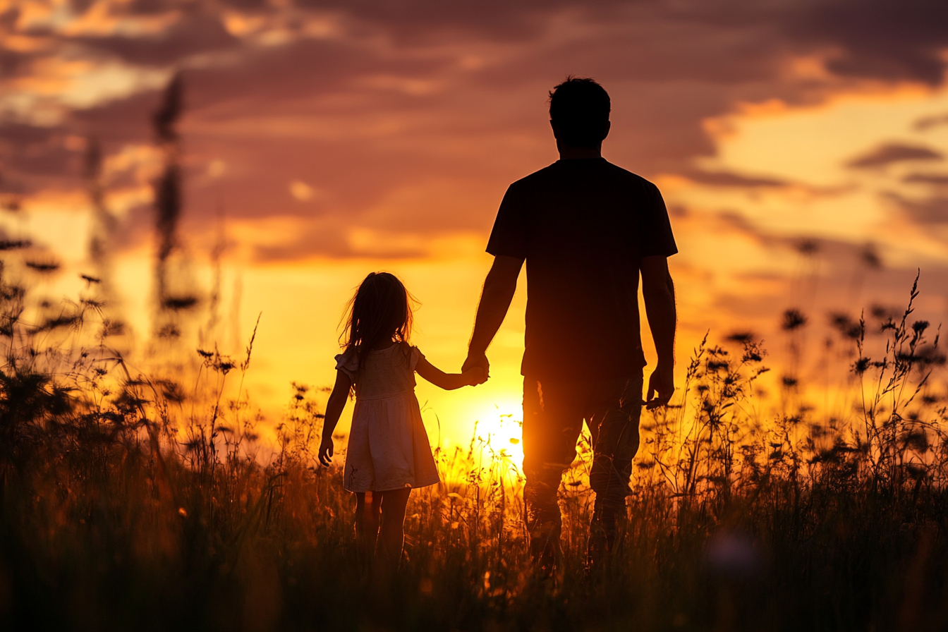 A man holding a little girls hand | Source: Midjourney