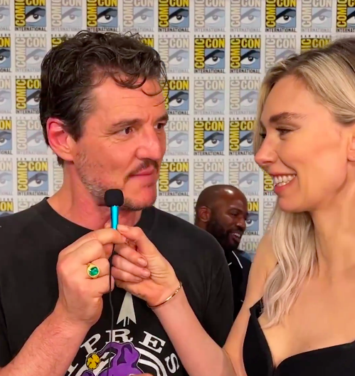 Pedro Pascal and Vanessa Kirby during the interview. | Source: X/@MarvelStudios