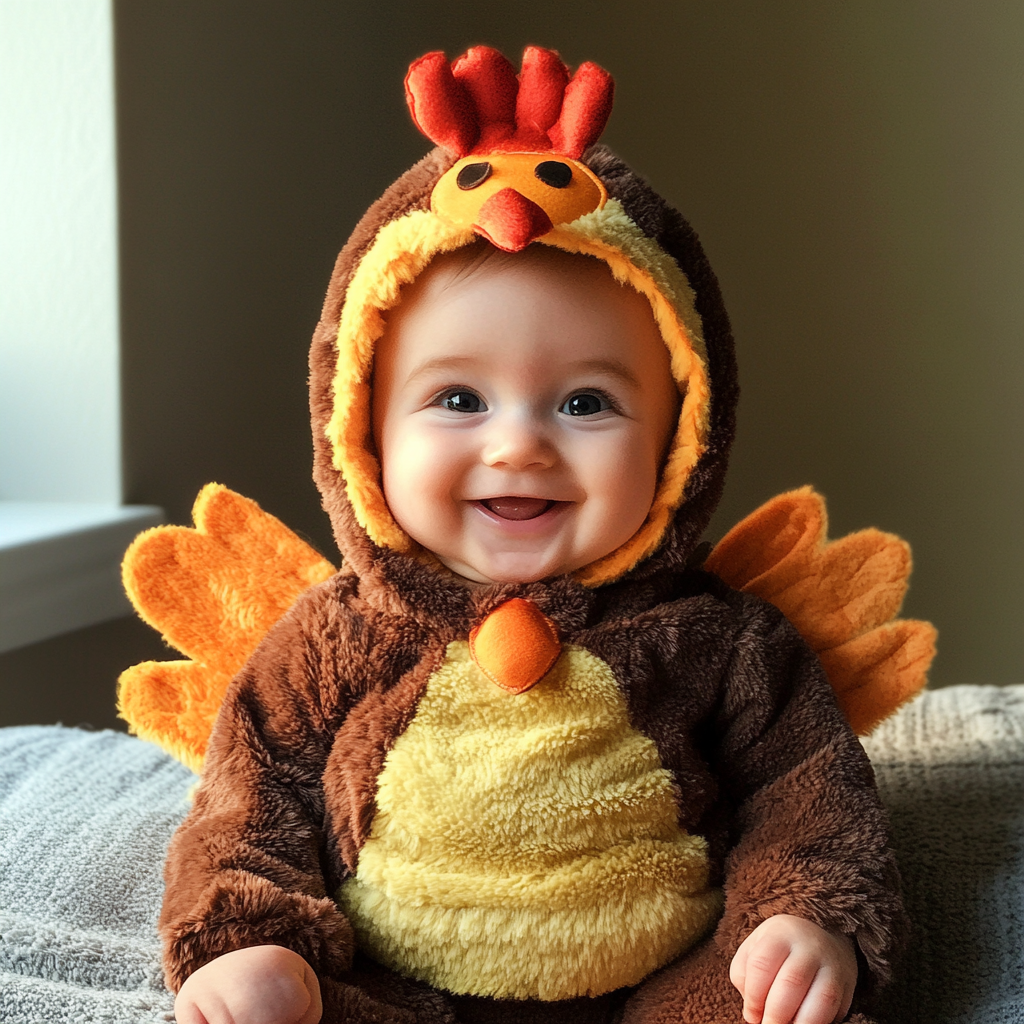 A baby in a Thanksgiving costume | Source: Midjourney