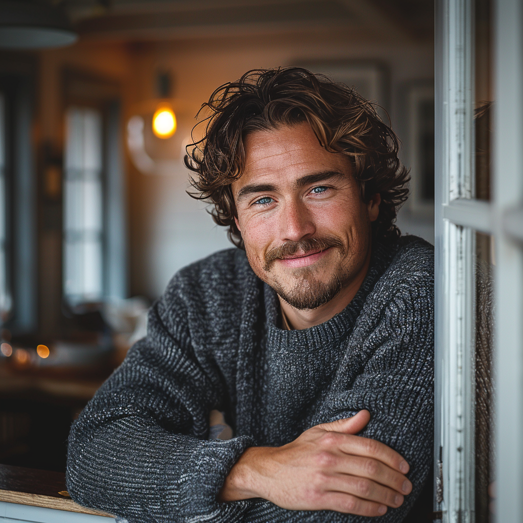 Man smiling by the window | Source: Midjourney