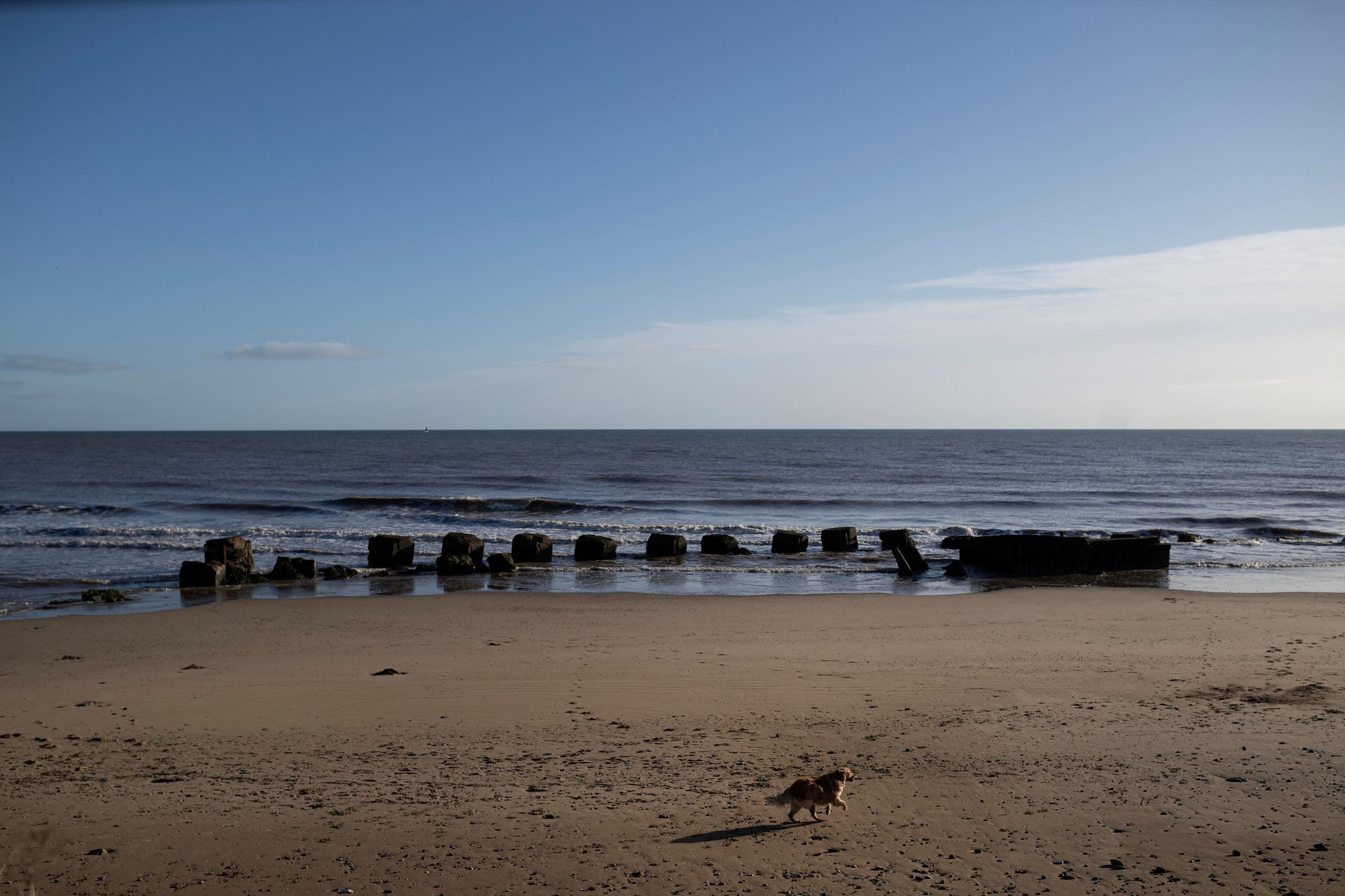 Fraisthorpe Beach on the North Sea coast, which is experiencing intense coastal erosion in the East Riding of Yorkshire, England, photographed on November 13, 2025. | Source: Getty Images