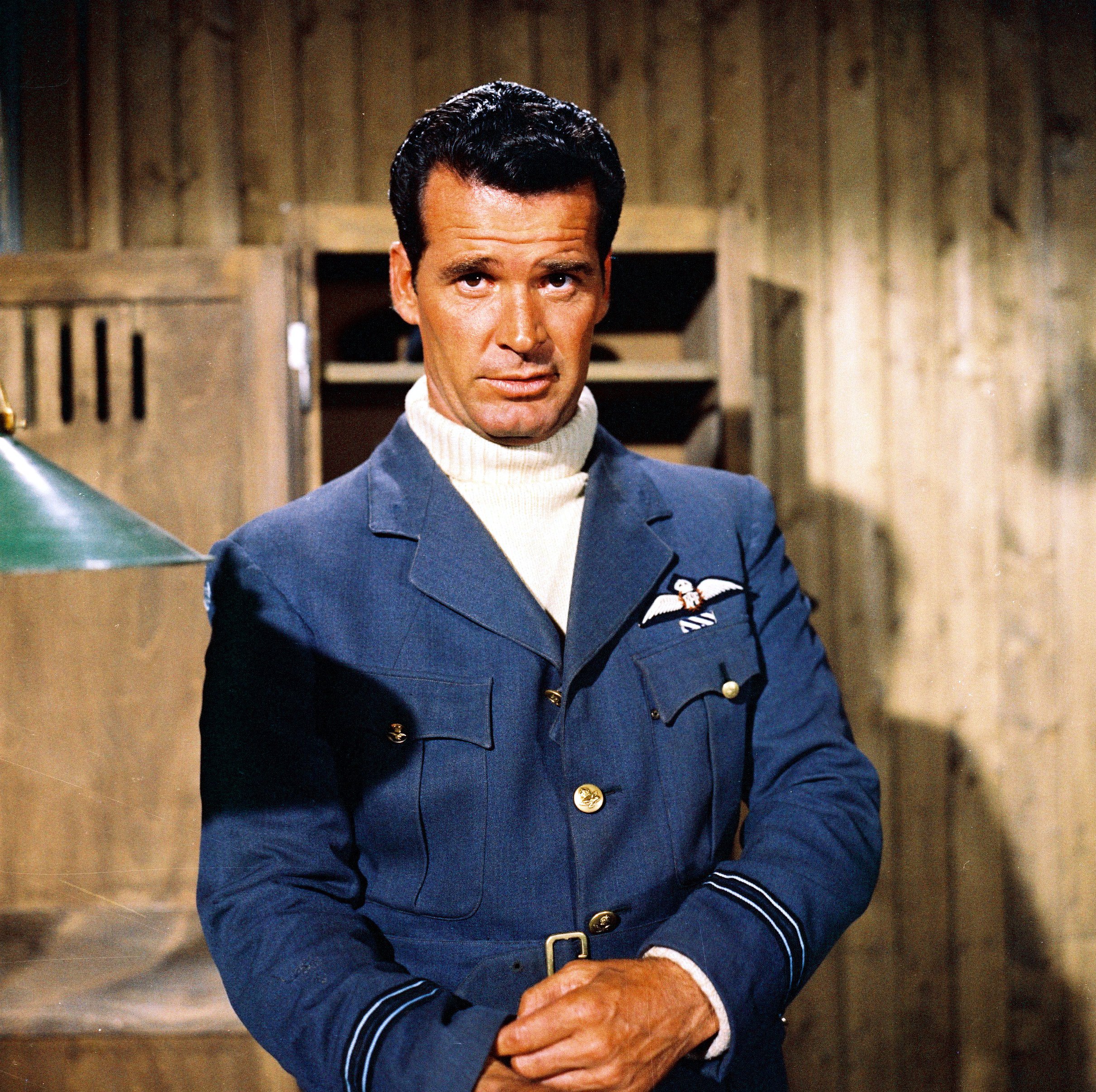 James Garner was wearing a blue Royal Air Force uniform in a publicity portrait issued for the film, 'The Great Escape,' 1963. | Source: Getty Images