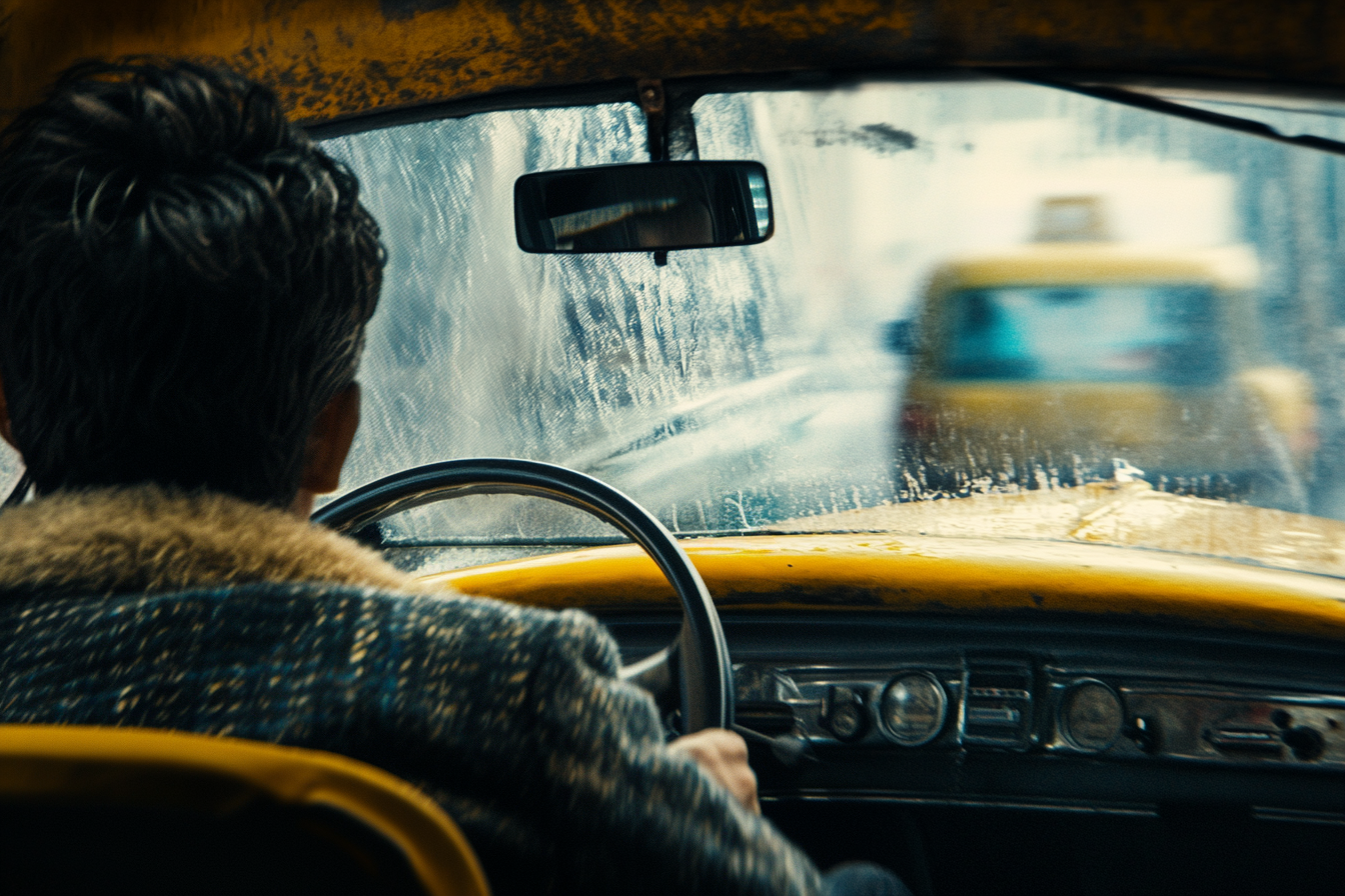 A man driving a taxi | Source: Midjourney