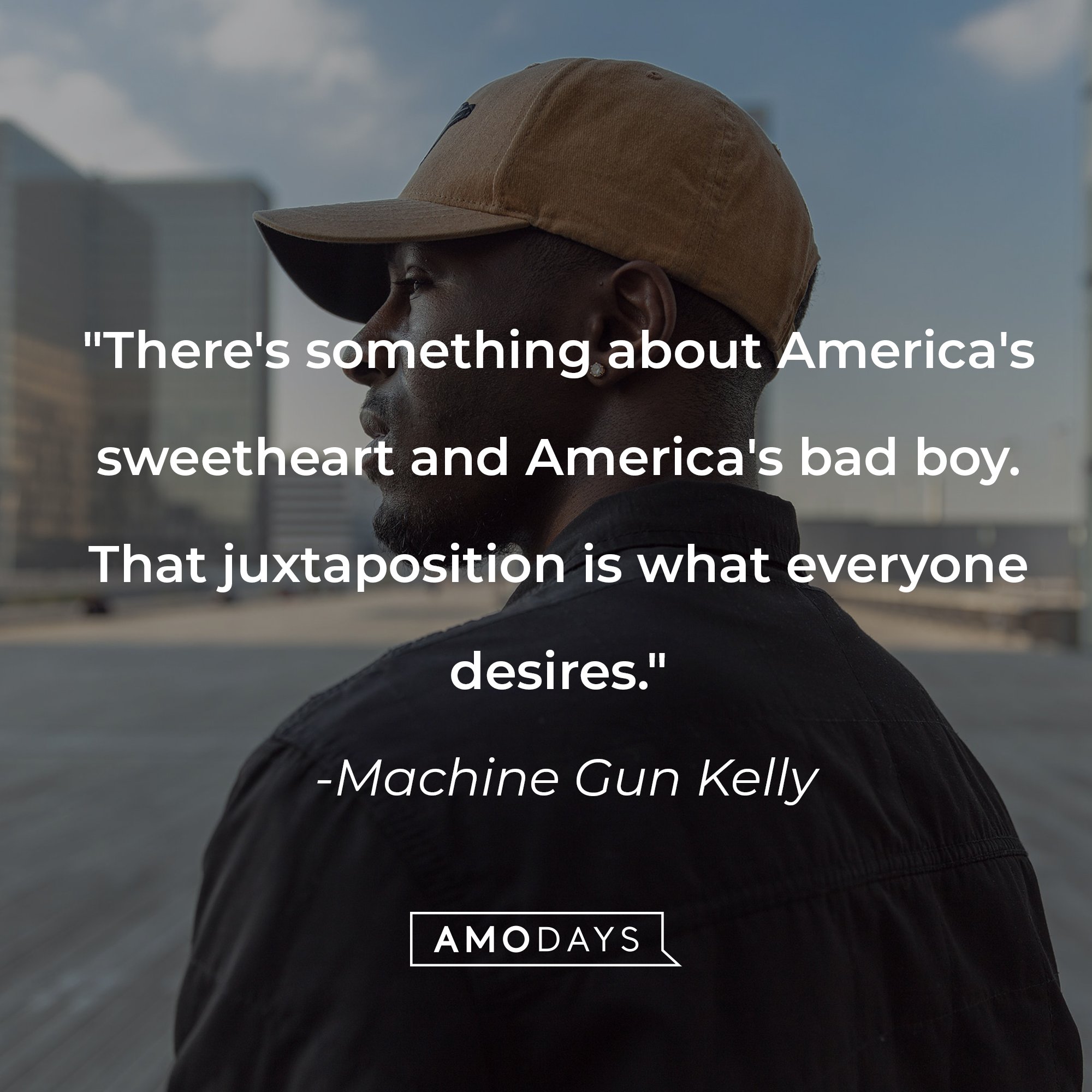 Machine Gun Kelly's quote: "There's something about America's sweetheart and America's bad boy. That juxtaposition is what everyone desires." | Image: AmoDays
