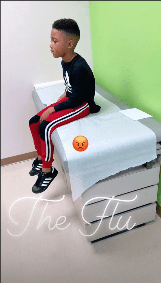 An Instagram story of Fanatsia's son , Dallas sitting on a sick bed  | Photo: Instagram / tasiasword