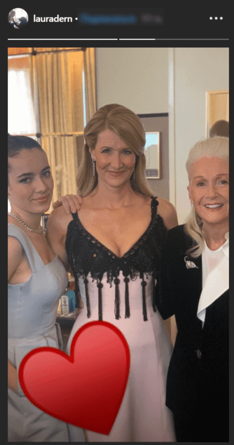 Laura Dern, her daughter, Jaya and mother, Diane, dressed for the Oscars | Instagram/@lauradern 