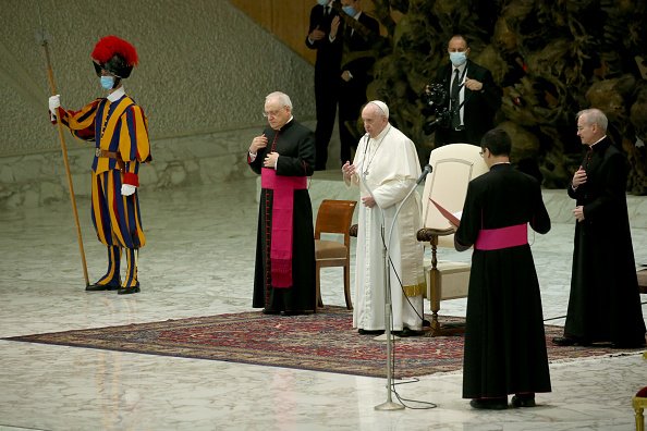 Papst Franziskus bei seiner wöchentlichen Audienz, 21. Oktober 2020, Vatikan | Quelle: Getty Images