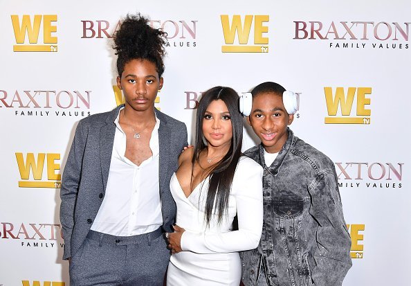 Diezel Ky Braxton-Lewis, Toni Braxton, and Denim Cole Braxton-Lewis at We TV celebrates the premiere of "Braxton Family Values" in West Hollywood, California.| Photo: Getty images.
