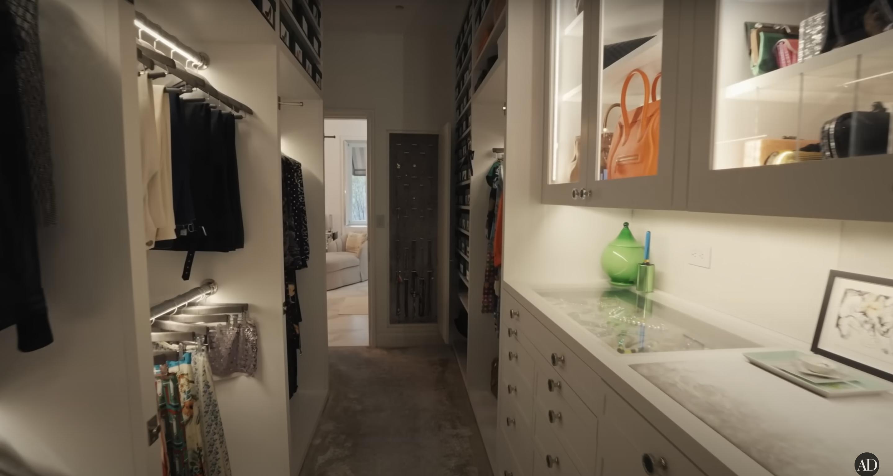 Kelly Ripa and Mark Consuelos' closet inside their New York townhouse, dated December 10, 2024 | Source: YouTube/@Archdigest