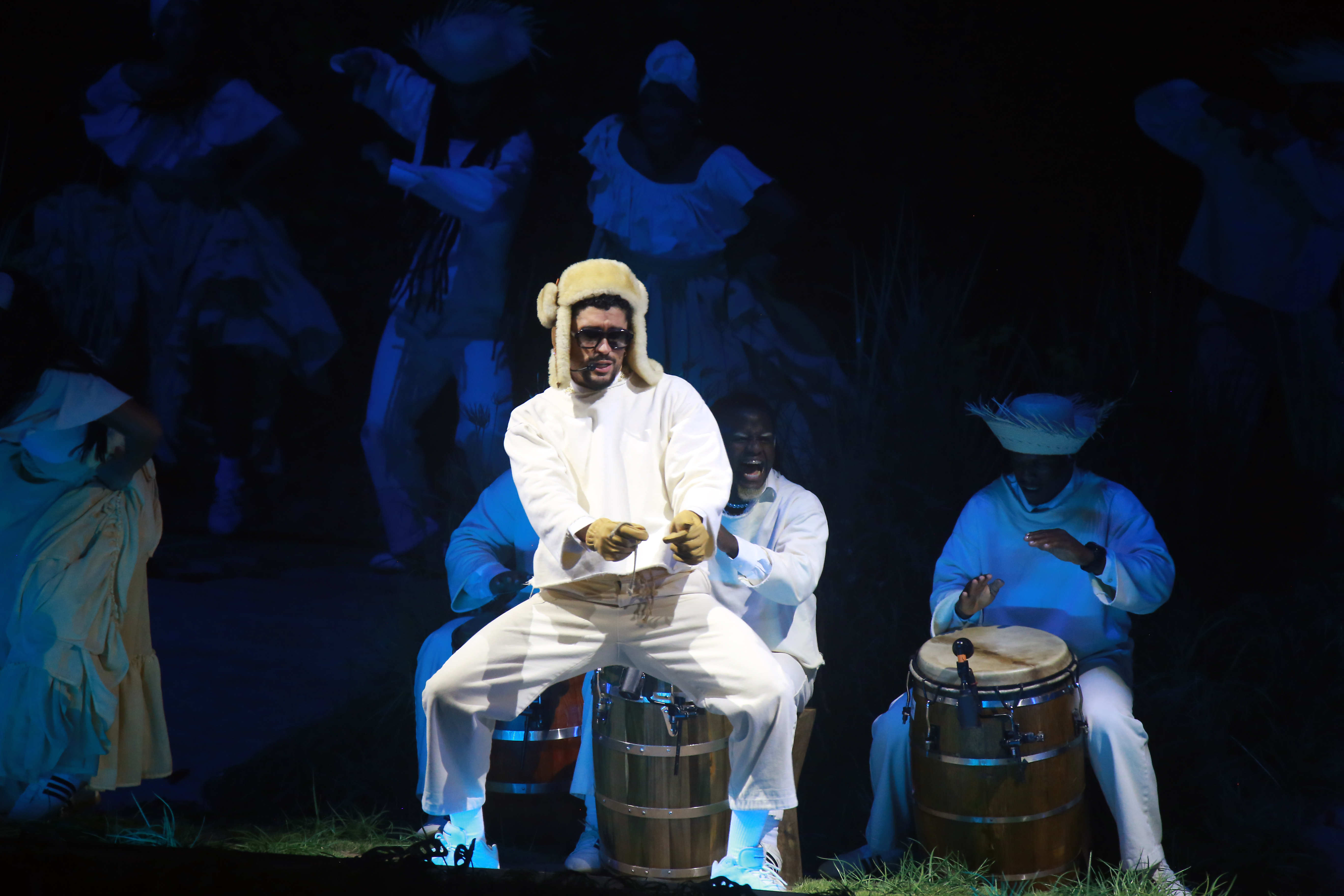 Bad Bunny performs live during "No Me Quiero Ir De Aquí; Una Más" Residencia on September 20, 2025, in San Juan, Puerto Rico. | Source: Getty Images