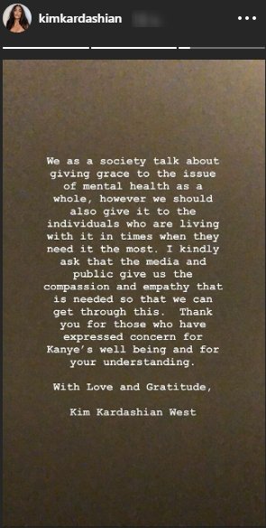 Kim Kardashian asks that people be less judgemental about mental health issues. | Source: InstagramStories/kimkardashian.