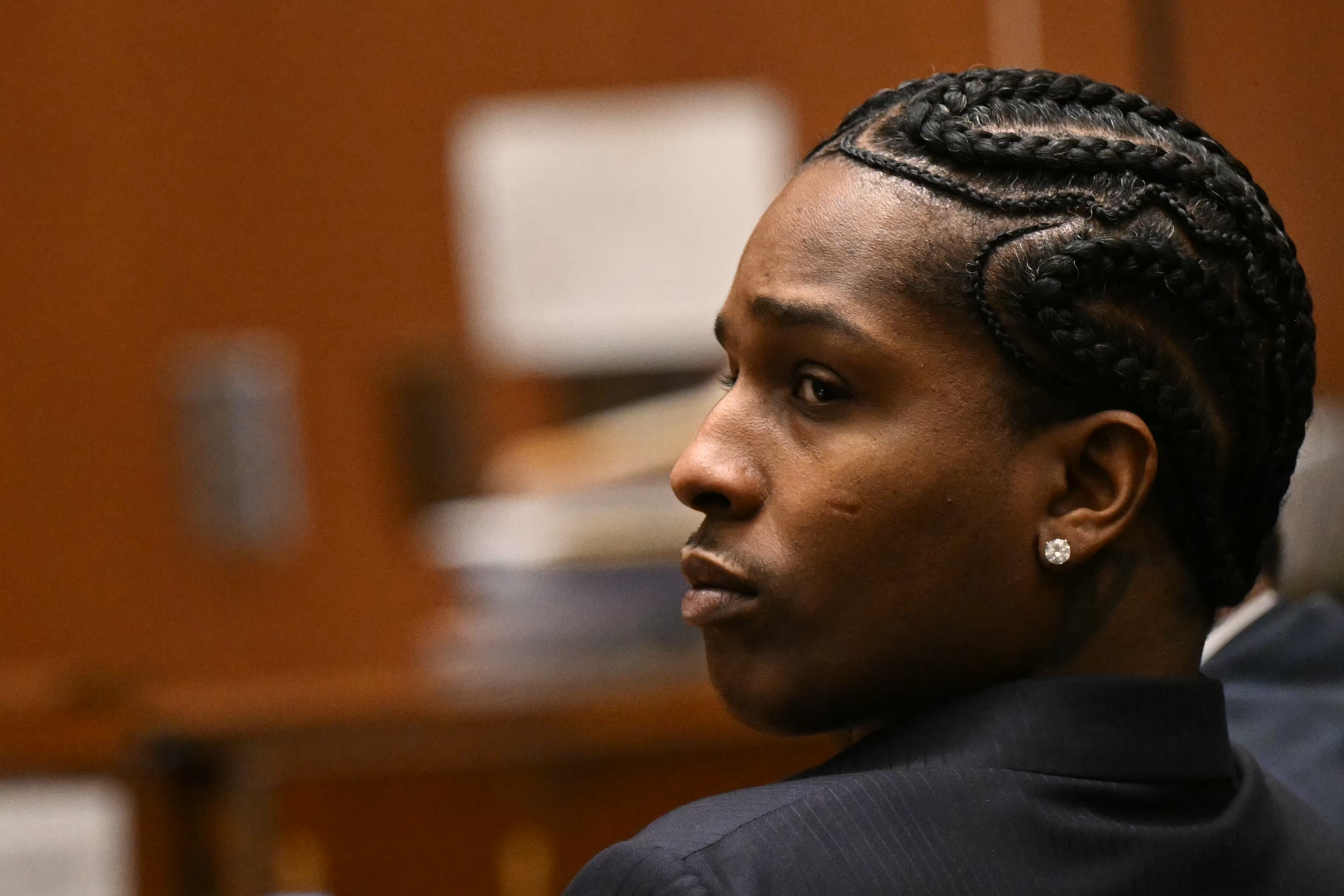 A$AP Rocky looks on in court in Los Angeles on February 14, 2025 | Source: Getty Images