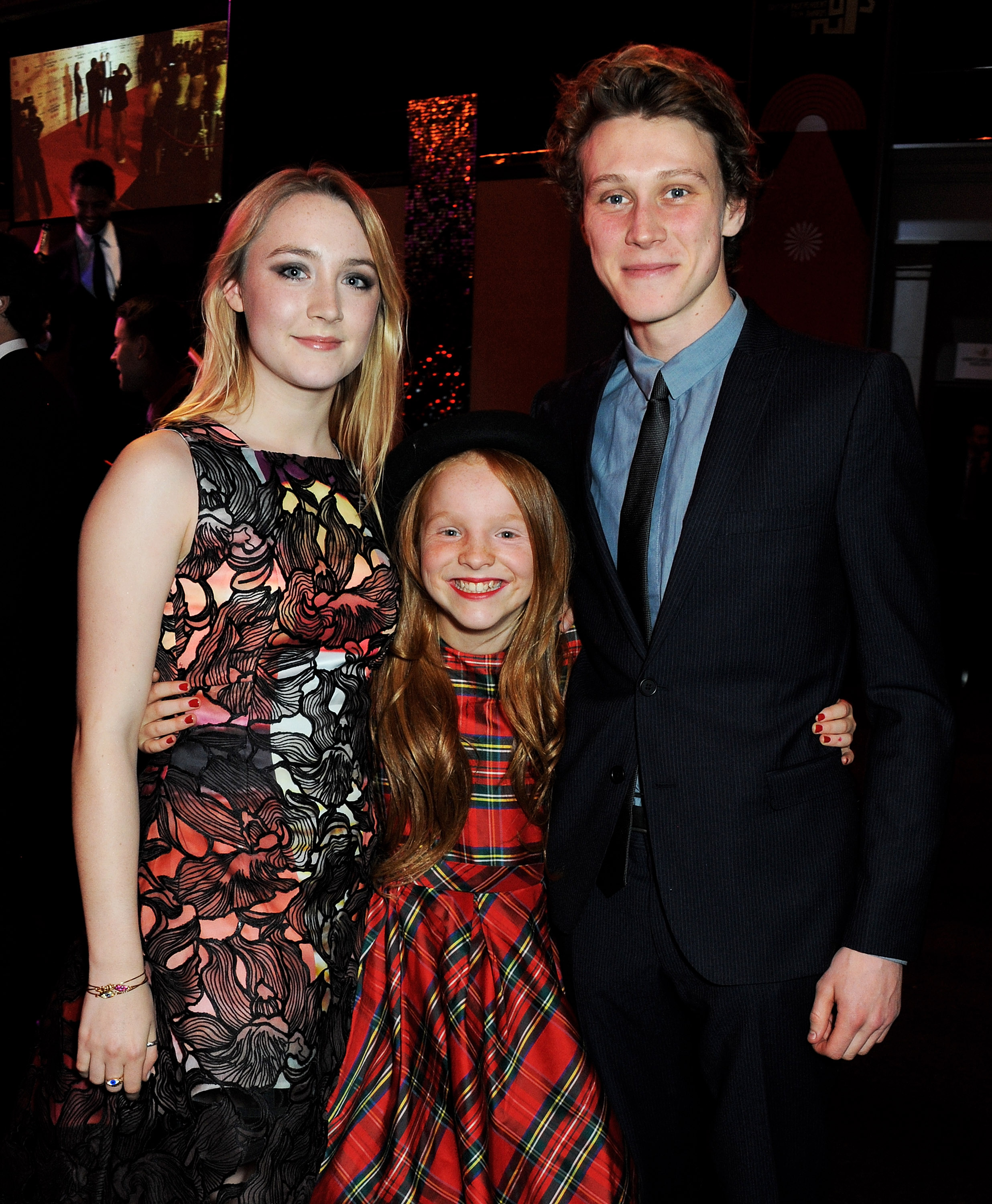 Saoirse Ronan, Harley Bird and George MacKay attend the Moet Reception at the Moet British Independent Film Awards 2013 at Old Billingsgate Market on December 8, 2013, in London, England | Source: Getty Images